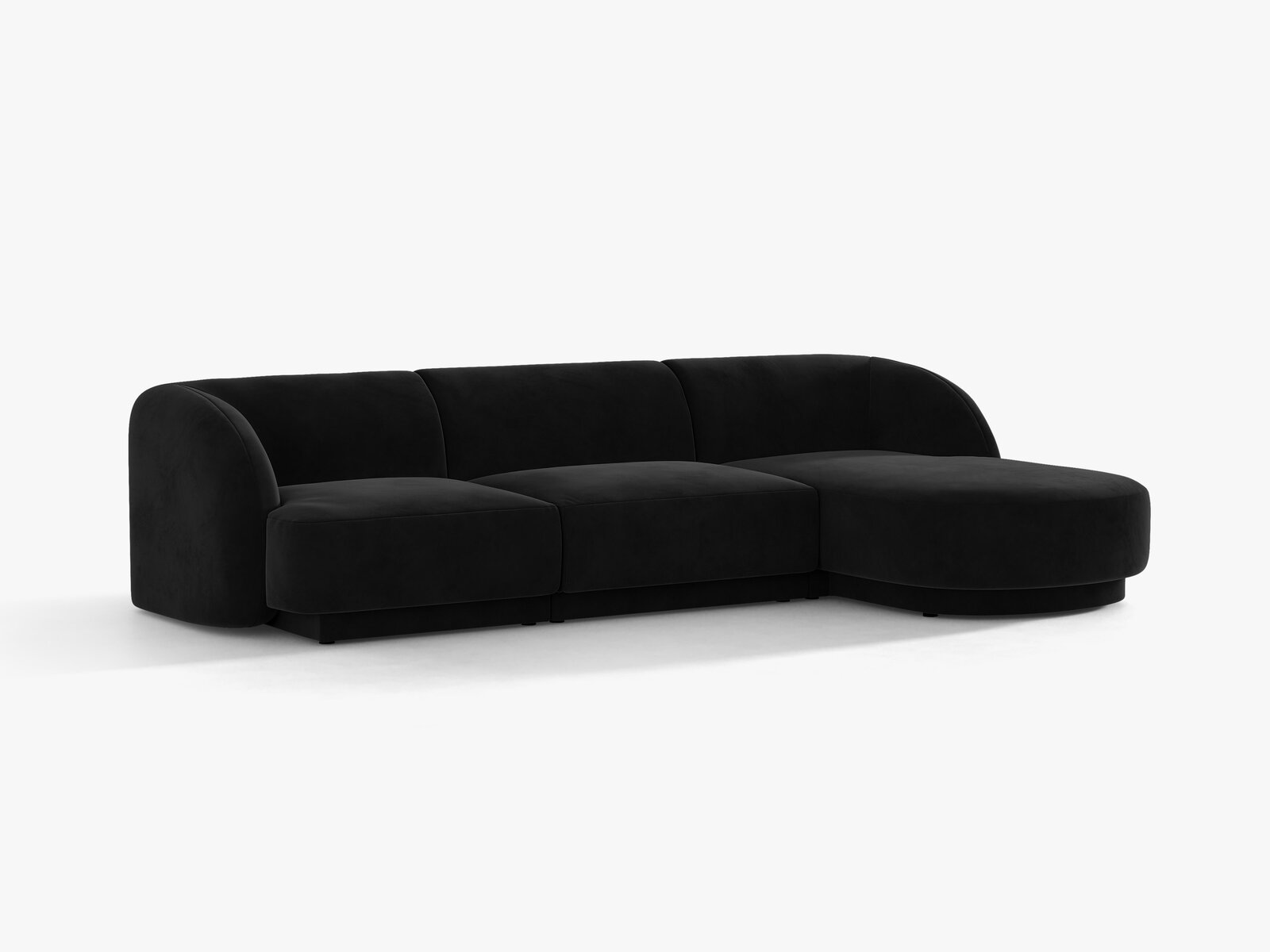 Micadoni Ecksofa Miley 4-Sitzer Rechts Samt Bluvel Schwarz