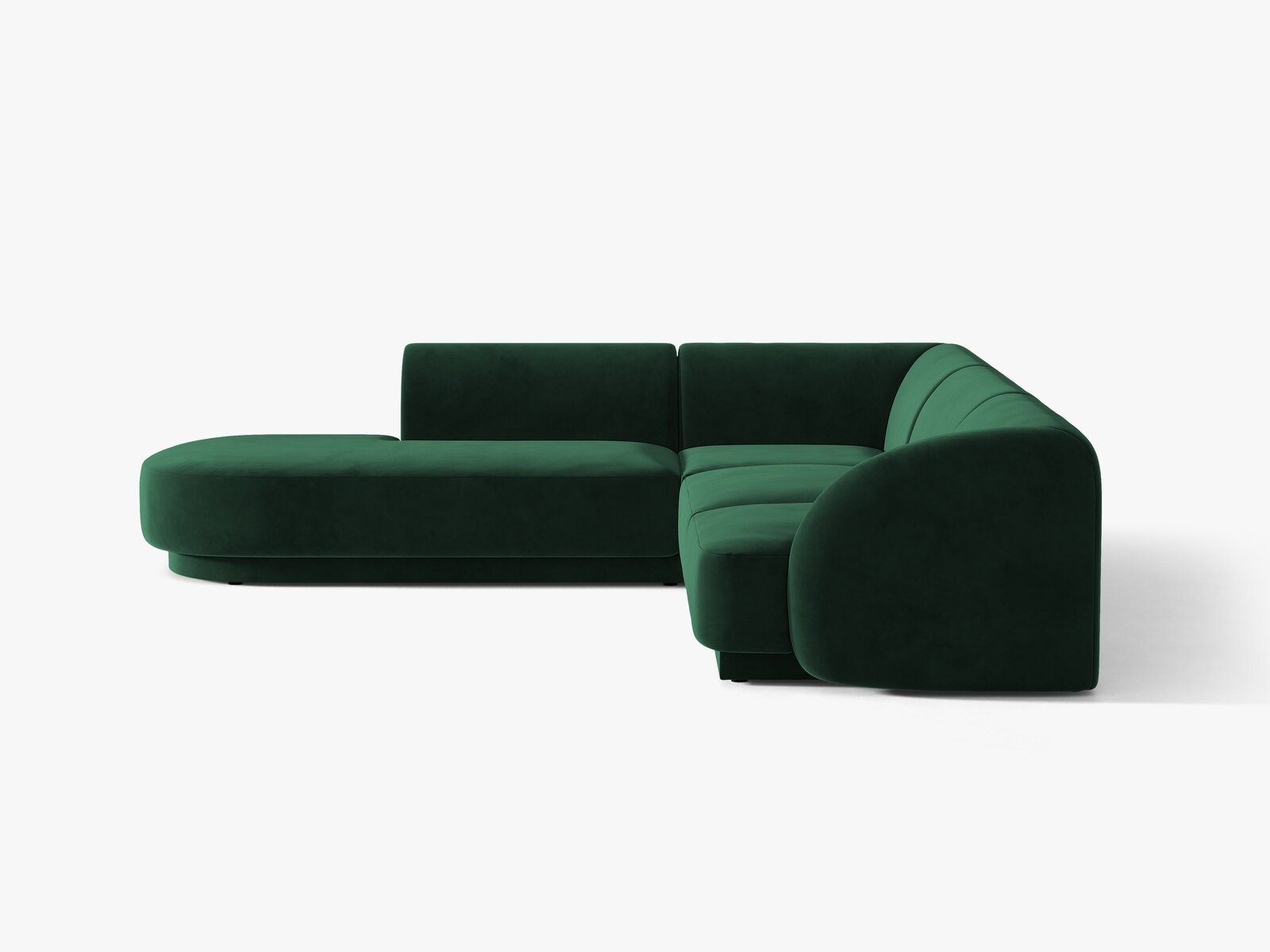 Micadoni Ecksofa Miley 6-Sitzer Samt Bluvel Flaschengrün Links