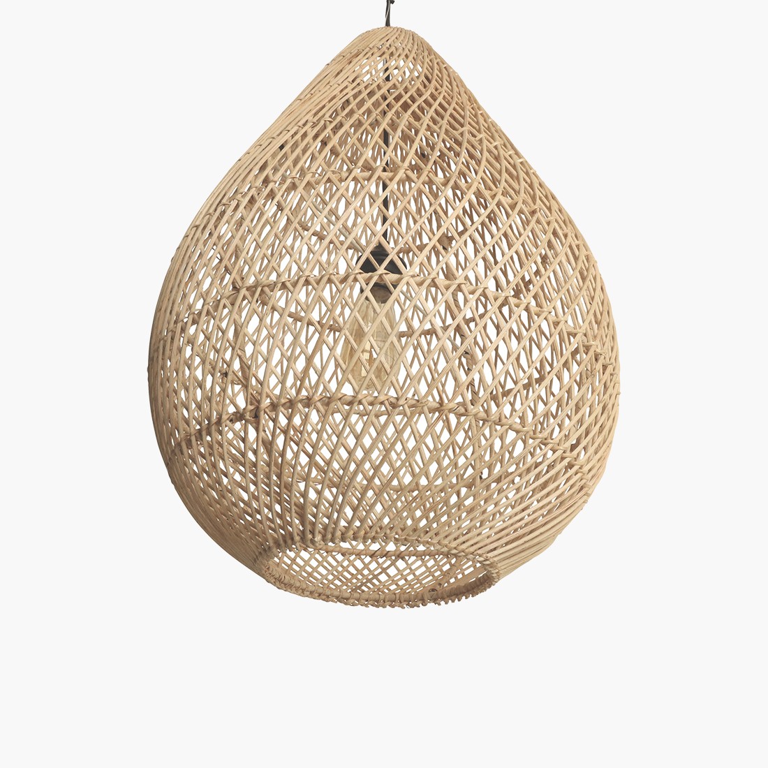 Raw Materials Maze Tropfen-Rattan-Hängelampe natur Ø 45x65cm
