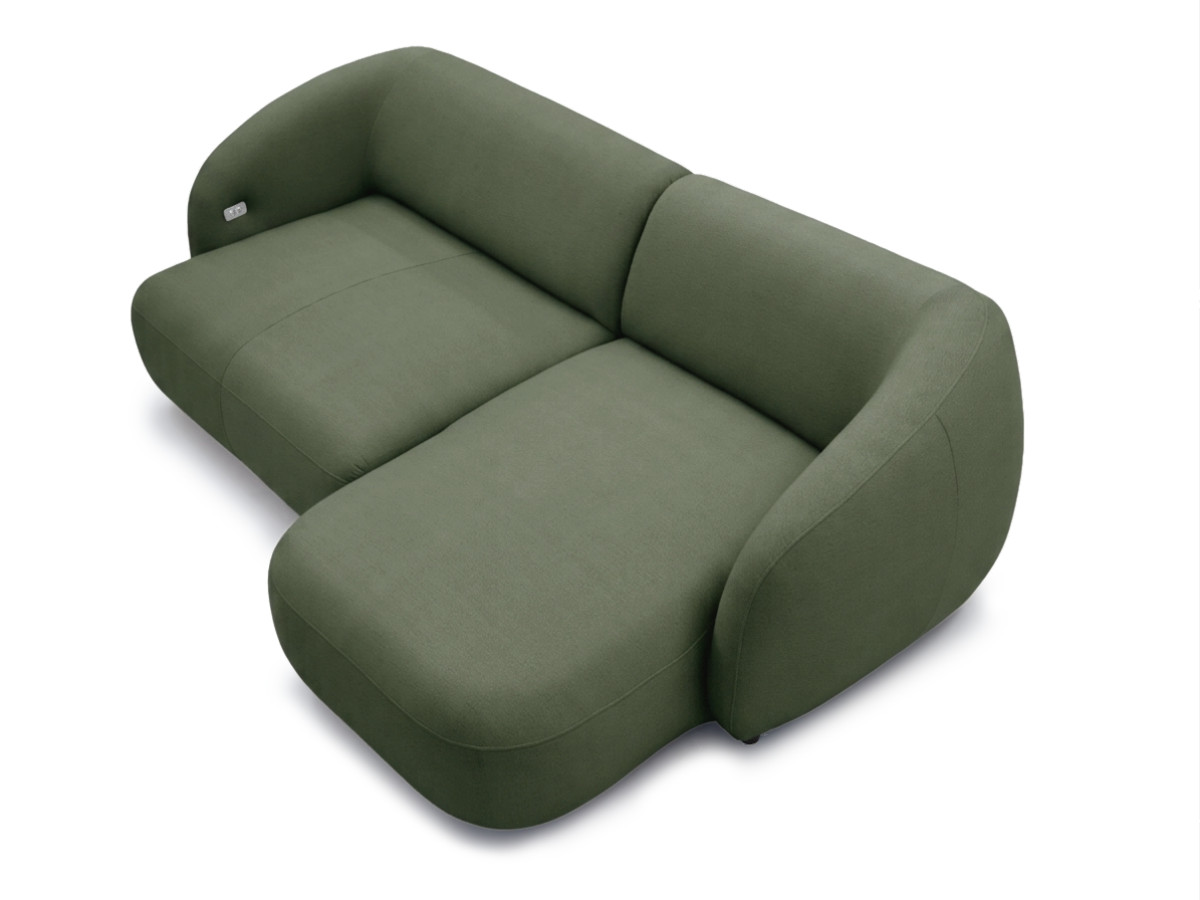 Bobochic Halo Ecksofa mit Schlaffunktion Stoff Grün Ecke rechts