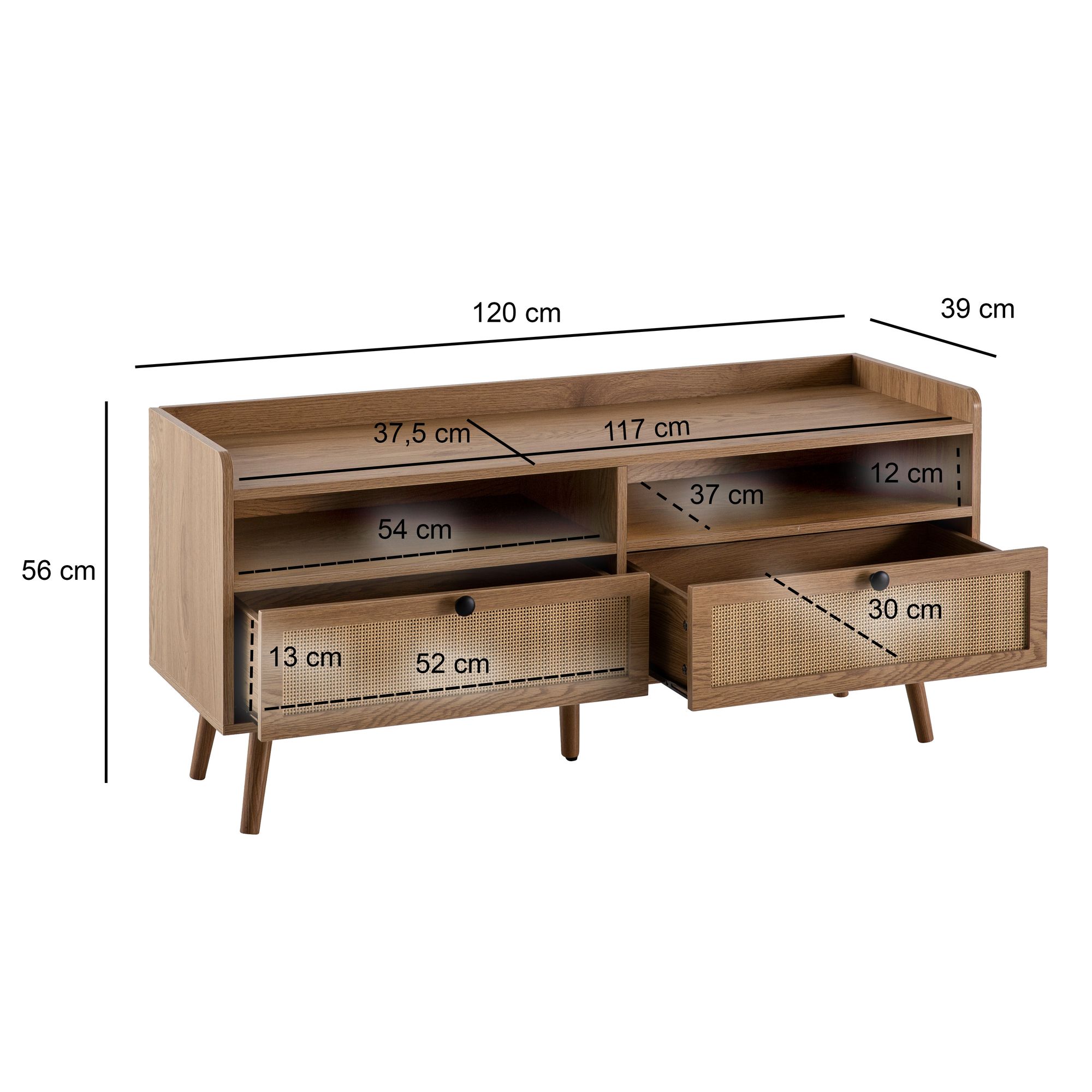 Lowboard Fetsund Braun 120 × 39 × 56 cm