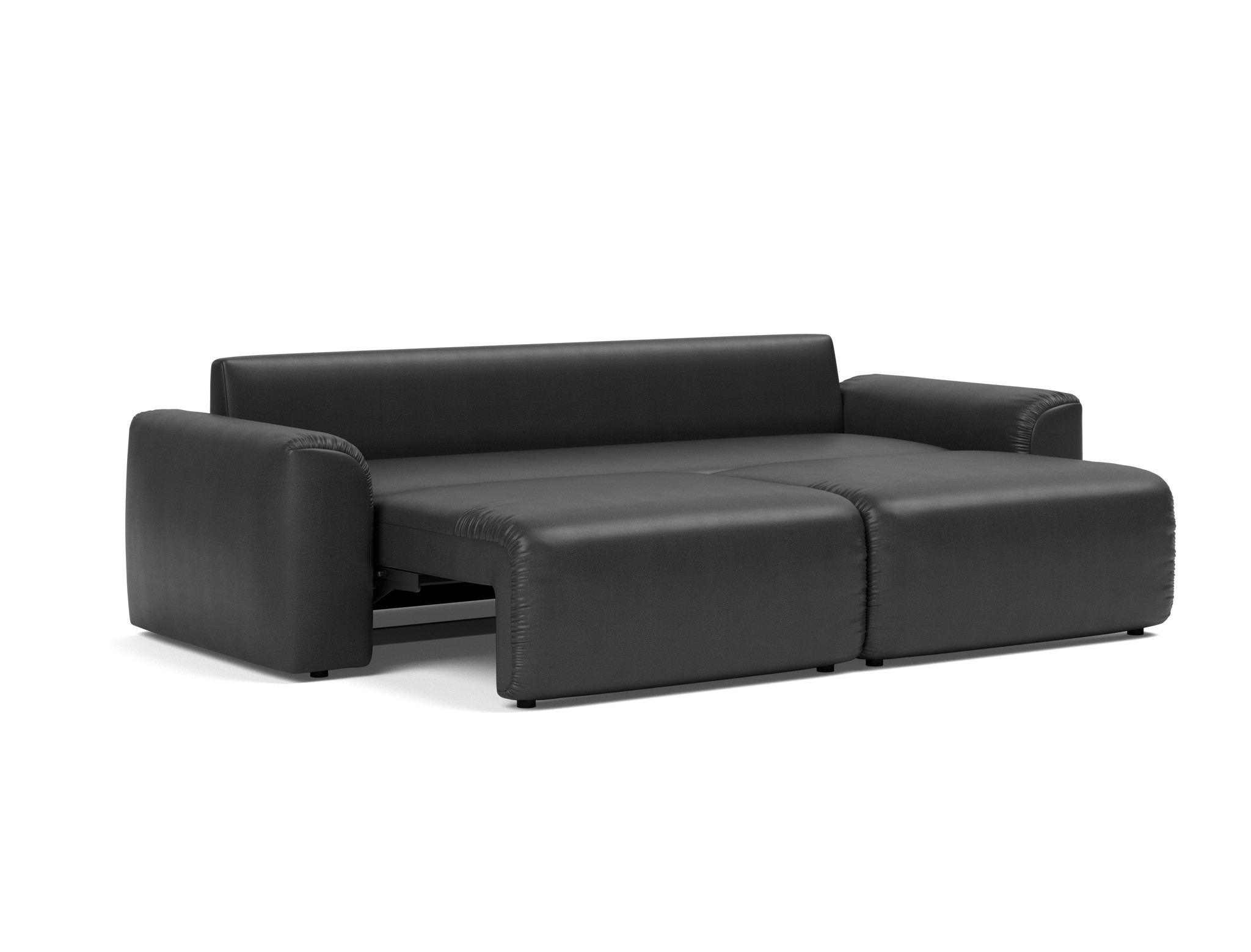Schlafsofa Norum mit Chunky-Armlehnen Lederoptik Faunal 550-Black