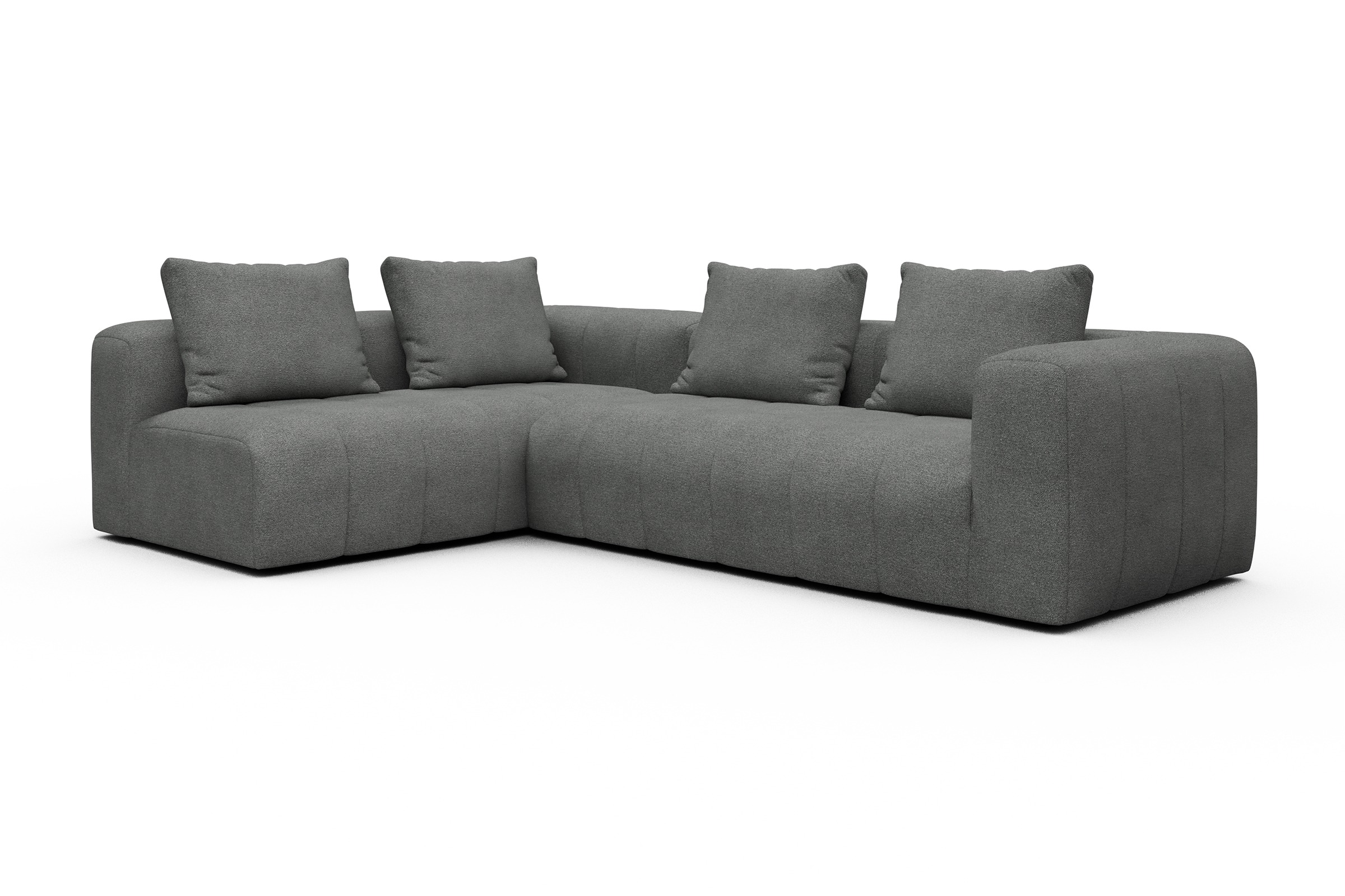 Ecksofa Hugo 2x 2,5-Sitzer Armlehne rechts Boucle-Ash-Grey