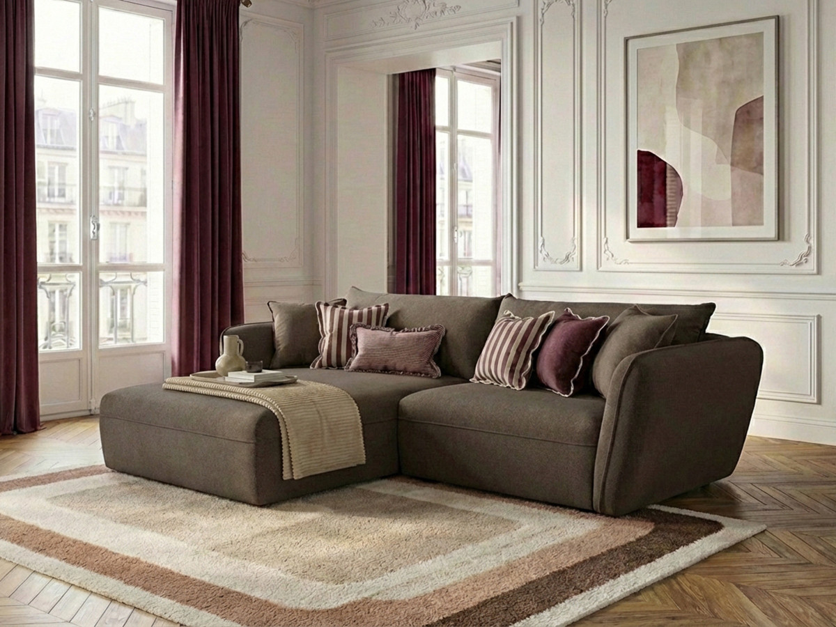 Bobochic Luigi Ecksofa Strukturstoff Taupe Ecke links