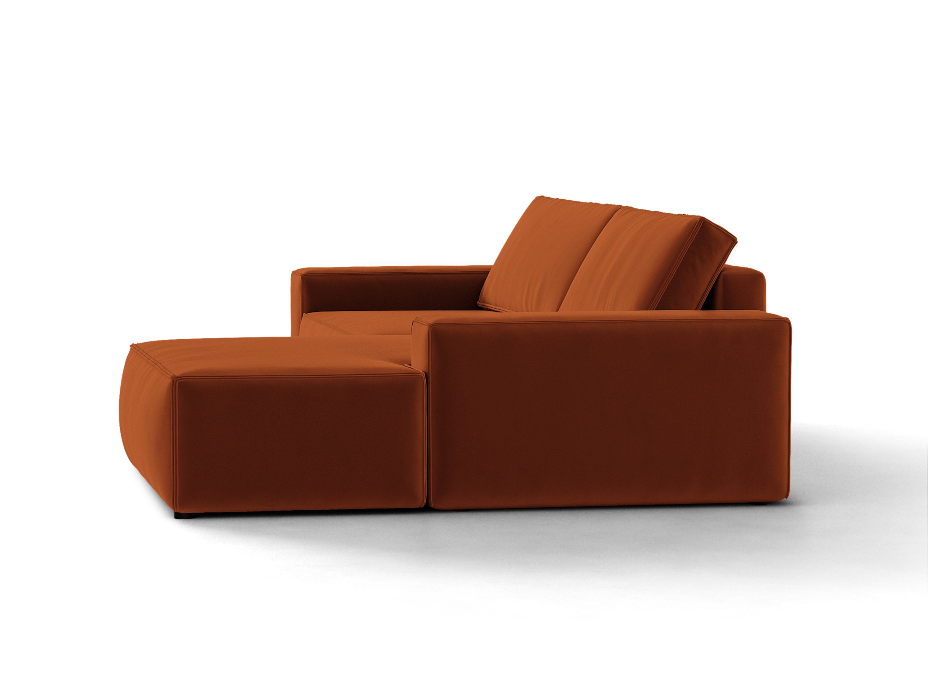 Micadoni Schlaf-Ecksofa Jodie 3-Sitzer Samt Bluvel Terrakotta Rechts