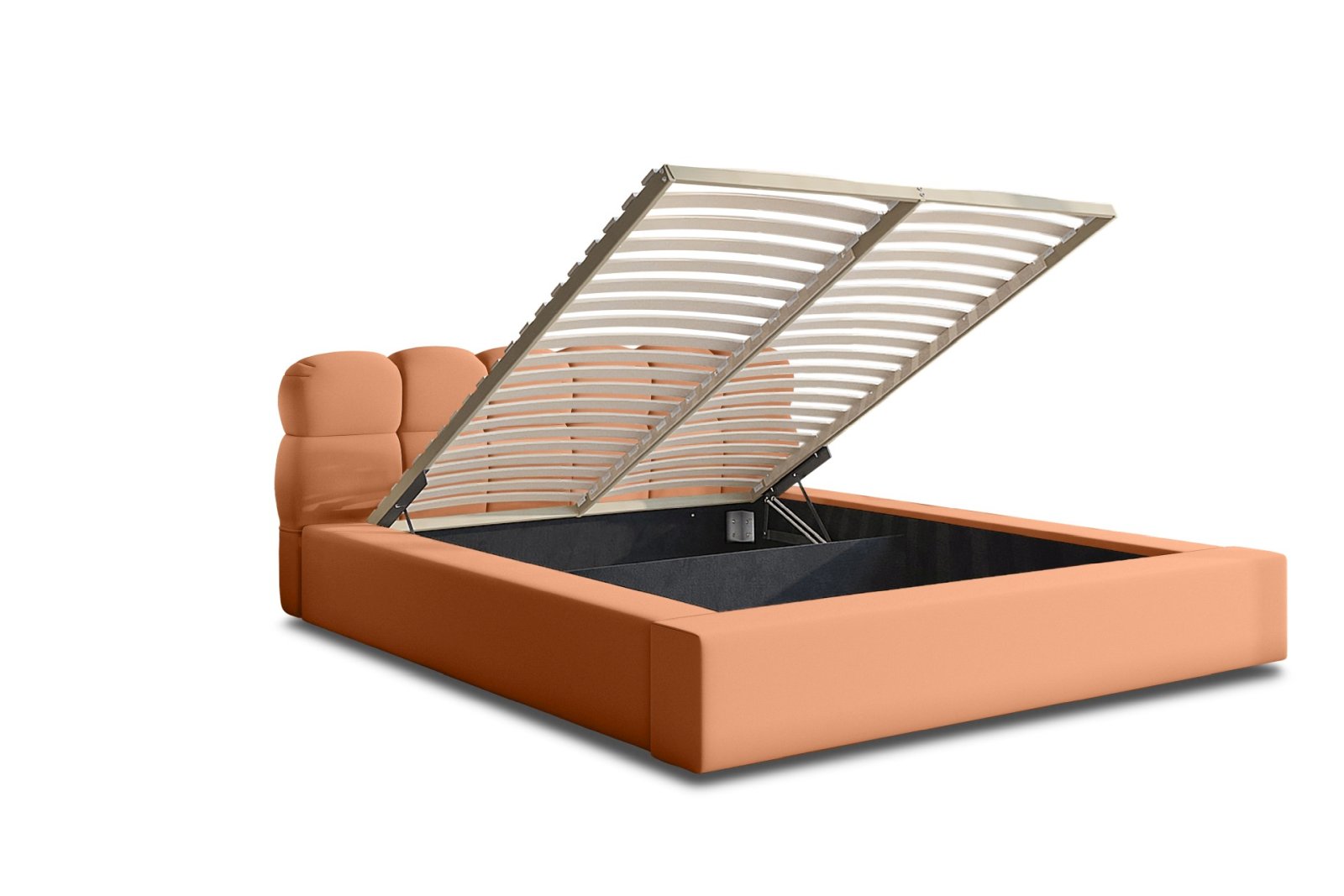 Polsterbett Vento-New Samtstoff 140x200 mit Holzrahmen Piano 21 Kupfer