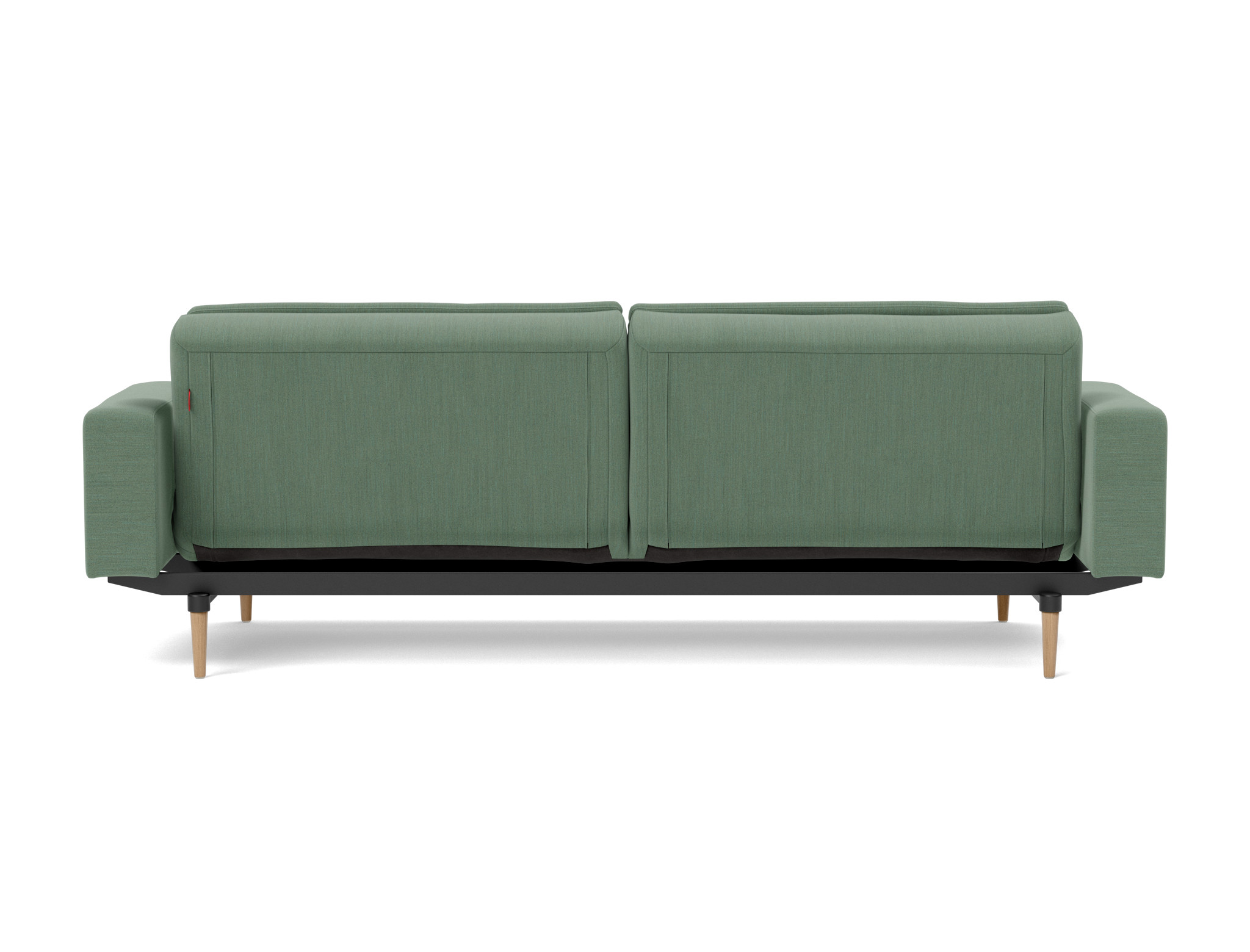 Schlafsofa Dublexo mit Armlehnen Flachgewebe Elegance 518-Green Beine Styletto Eiche hell