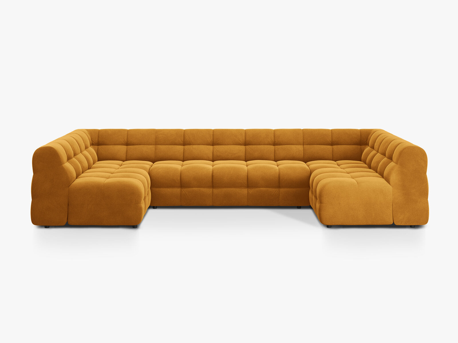 Micadoni Panorama-Sofa Kendal 7-Sitzer Samt Senf