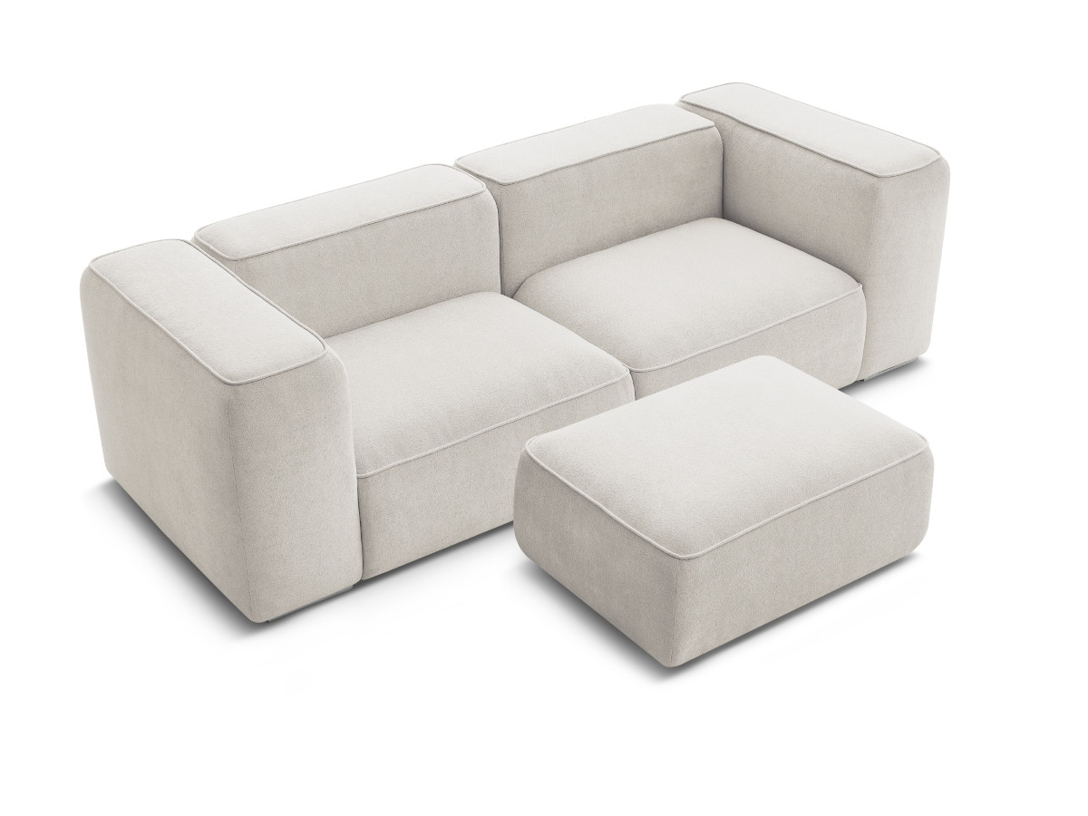 Bobochic Zephyr Sofa 3-Sitzer mit Pouf Strukturstoff Beige