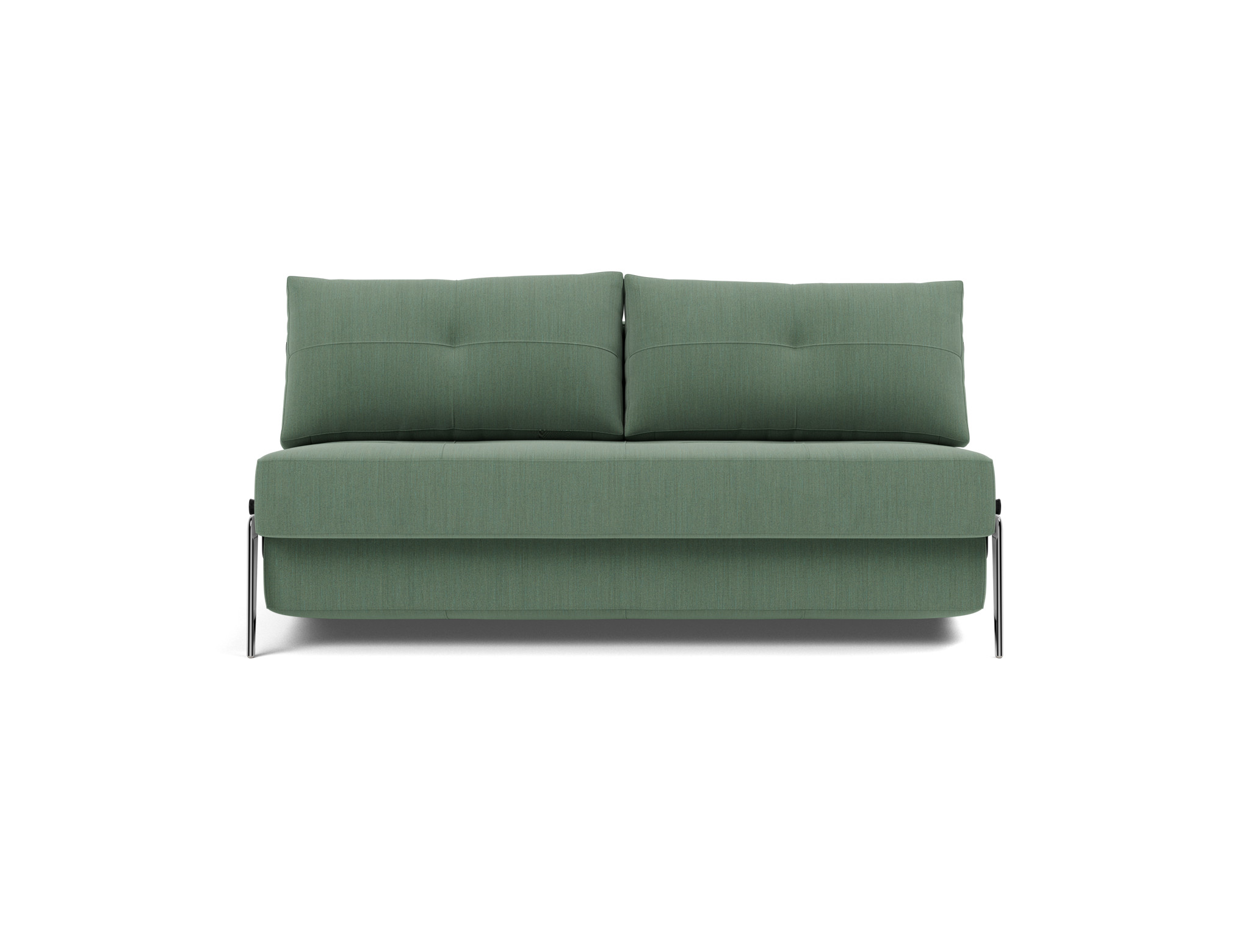 Schlafsofa Cubed 160 Flachgewebe Elegance 518-Green Beine Aluminium
