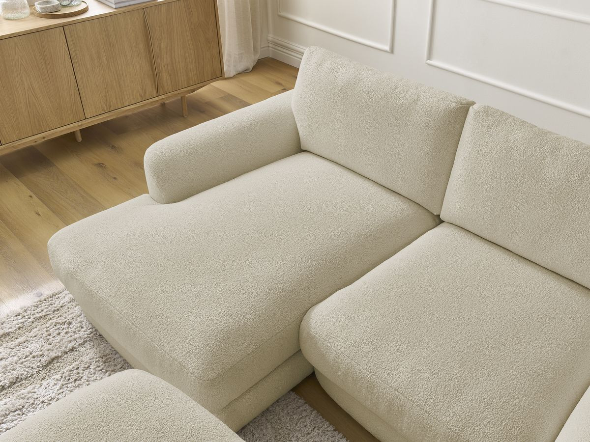 Bobochic Leonore Ecksofa mit Pouf Bouclé-Stoff Beige Ecke links