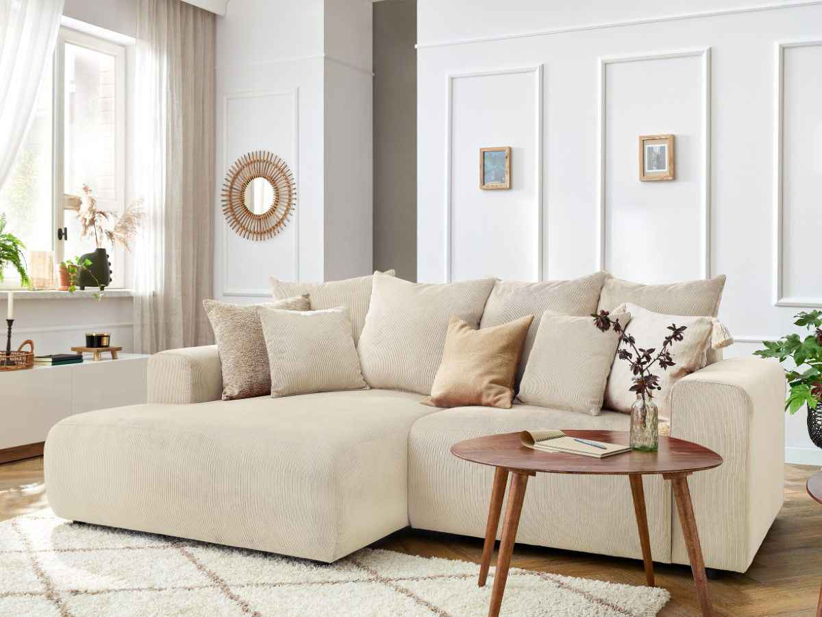 Bobochic Enjoy Ecksofa Cordsamt Beige Ecke links