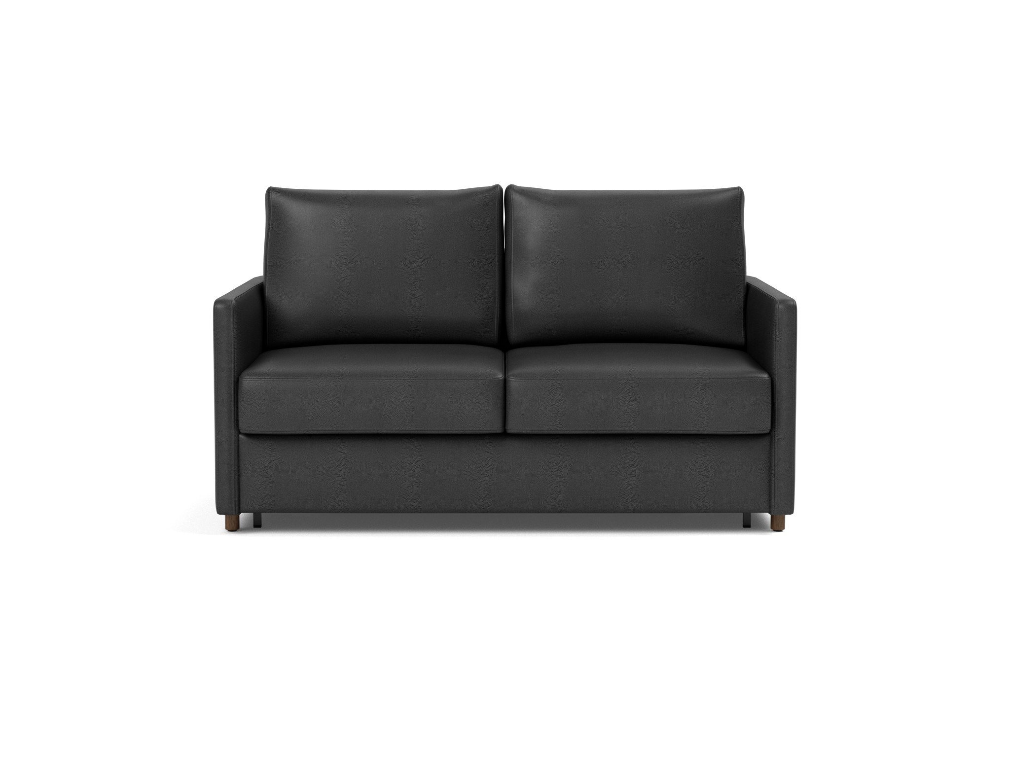 Schlafsofa Neah mit Slim-Armlehnen 140 Lederoptik Faunal 550-Black