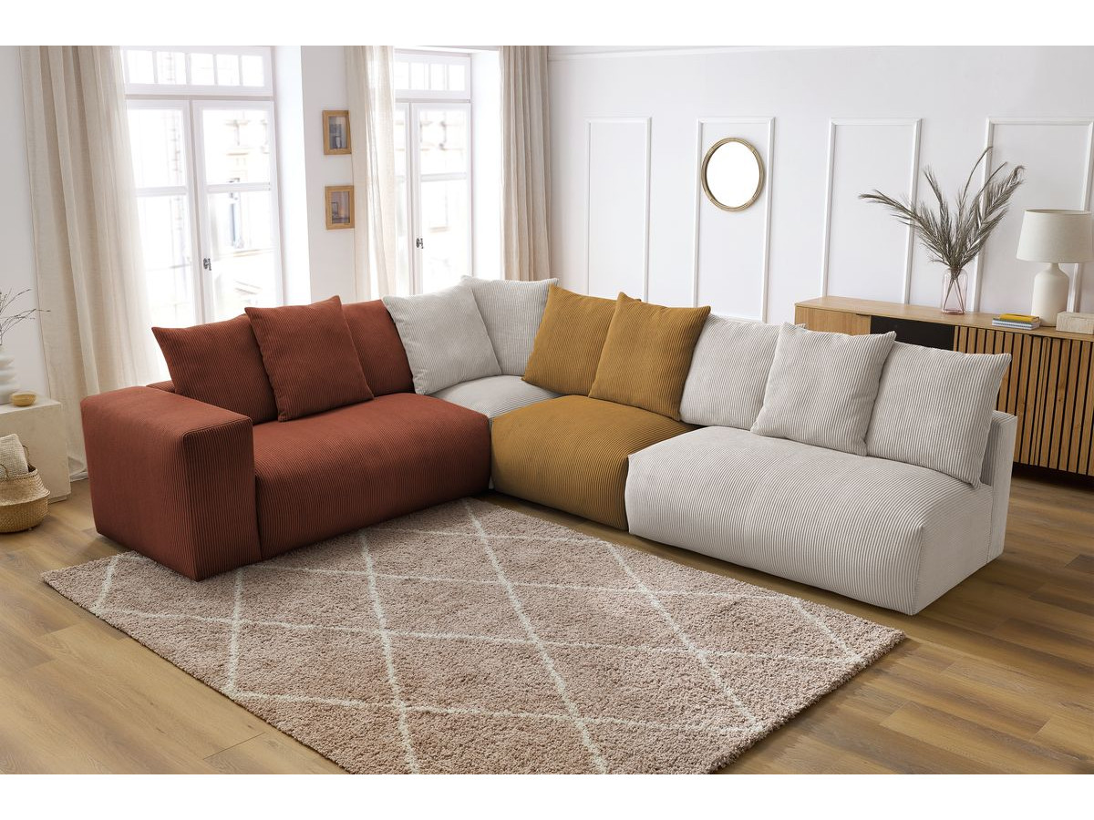 Bobochic Voltaire Ecksofa 322 × 268 cm Cordsamt Mehrfarbig Ecke links