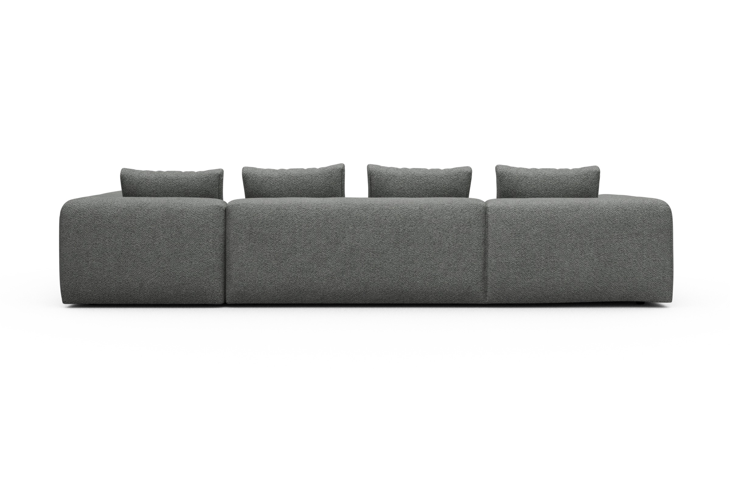 Wohnlandschaft Fred Chaiselongue links mit 2-Sitzer und lange Armlehne rechts Vanora-Warm-Grey