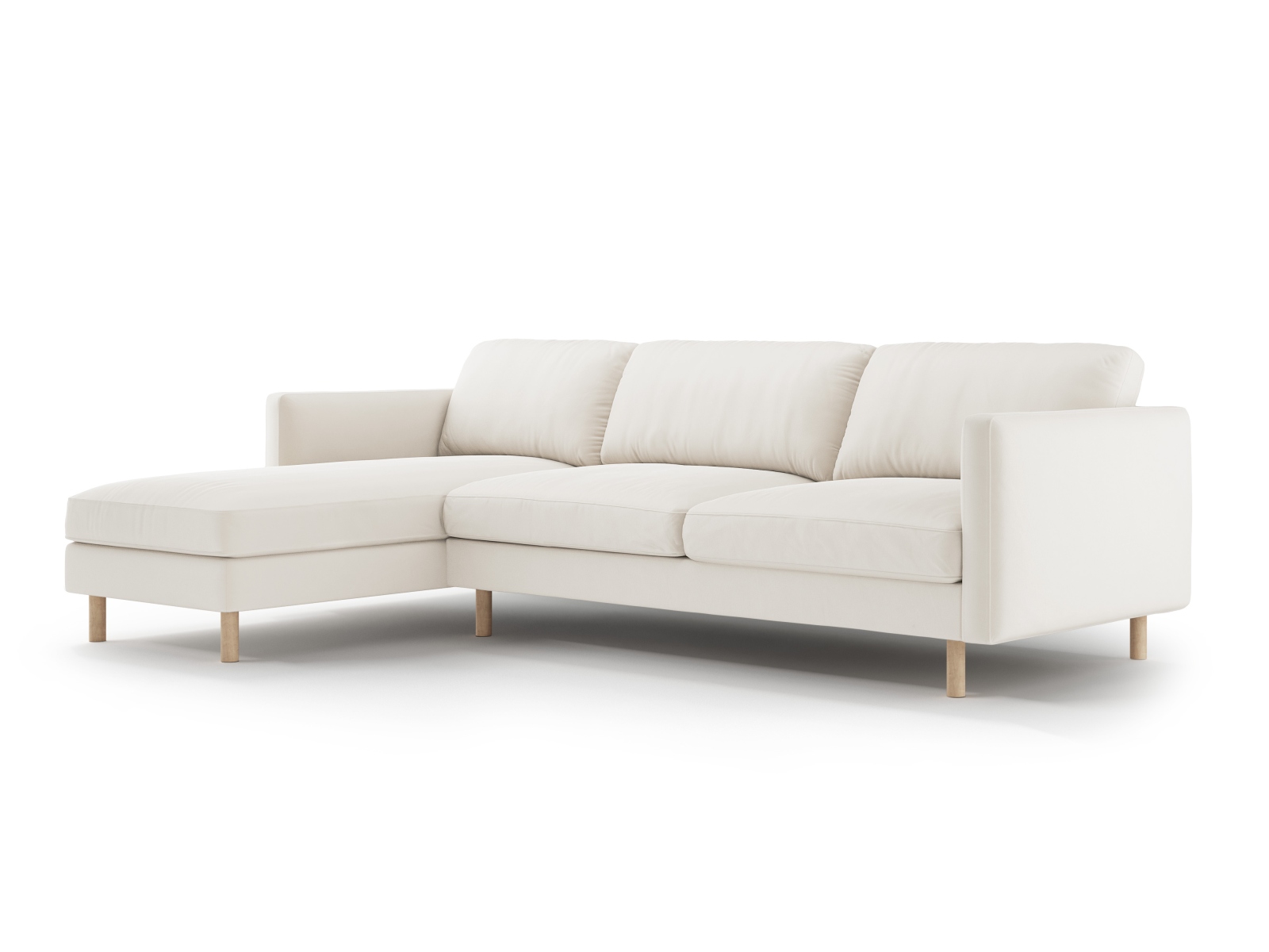 Micadoni Ecksofa Eden 4-Sitzer Links Samt Beige