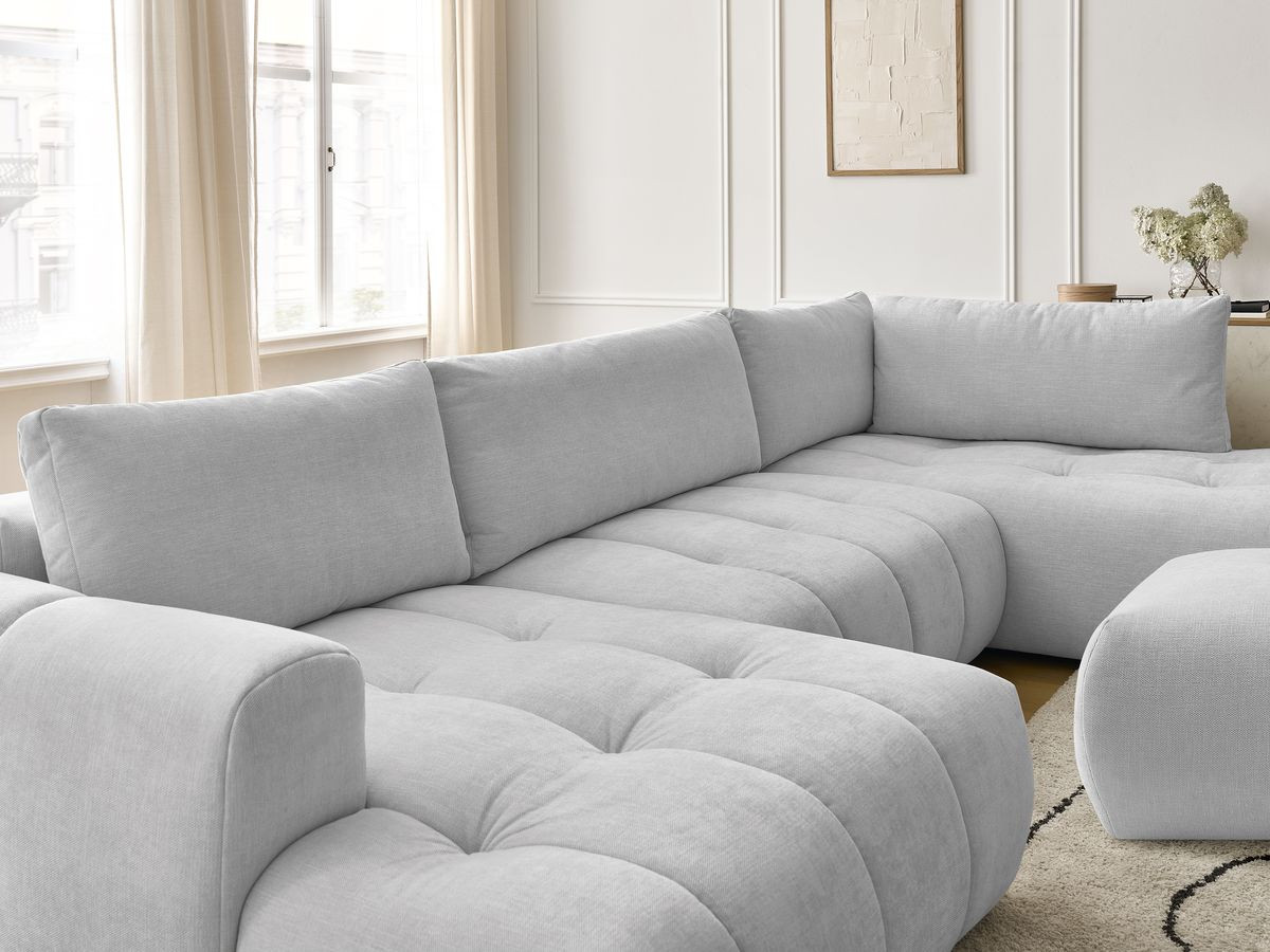 Bobochic Fuji Wohnlandschaft mit Pouf Stoff Hellgrau Ecke links