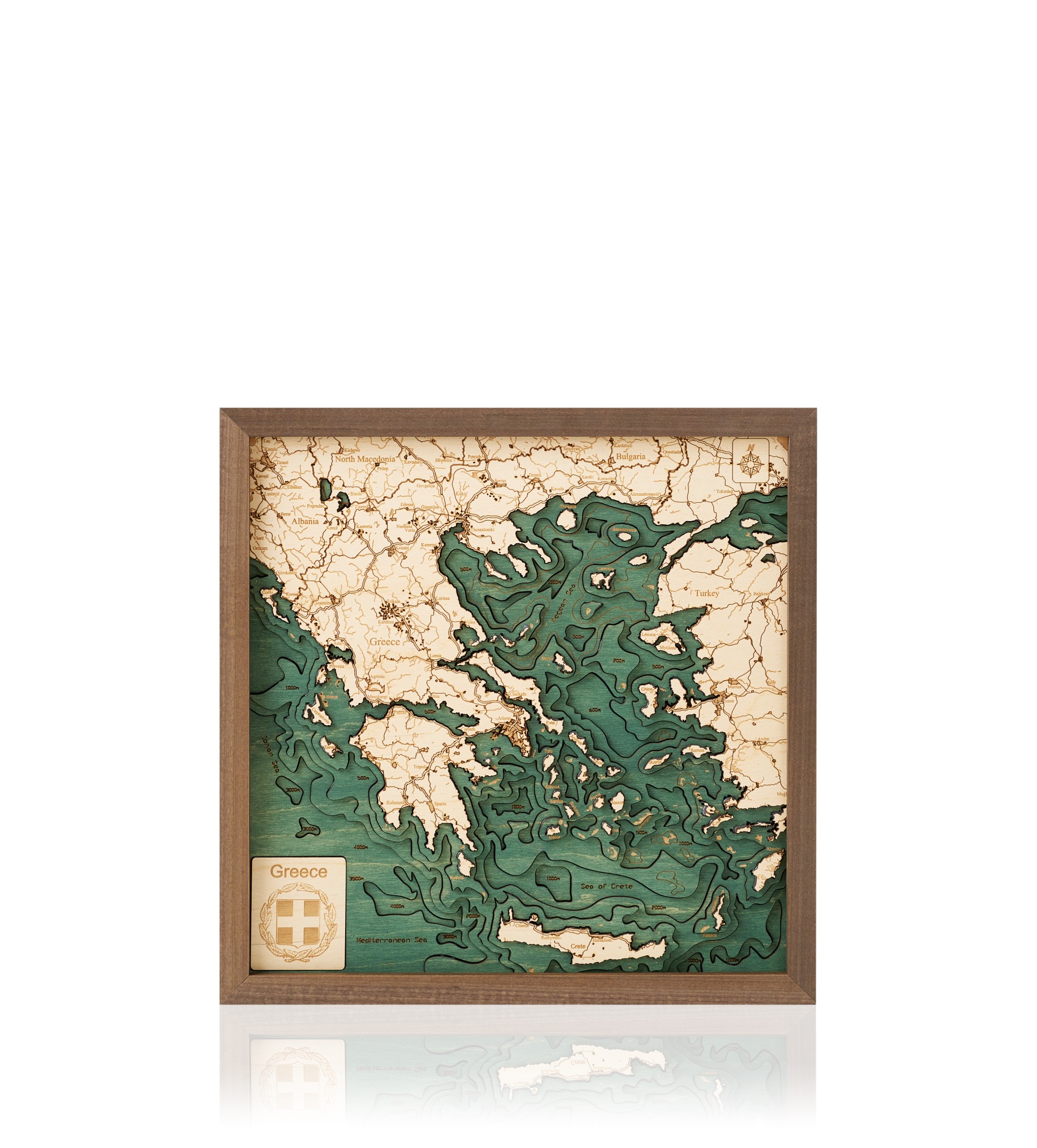 Cutting Brothers 3D Holz-Wandkarte Griechenland 35 x 35 moebelfaktor