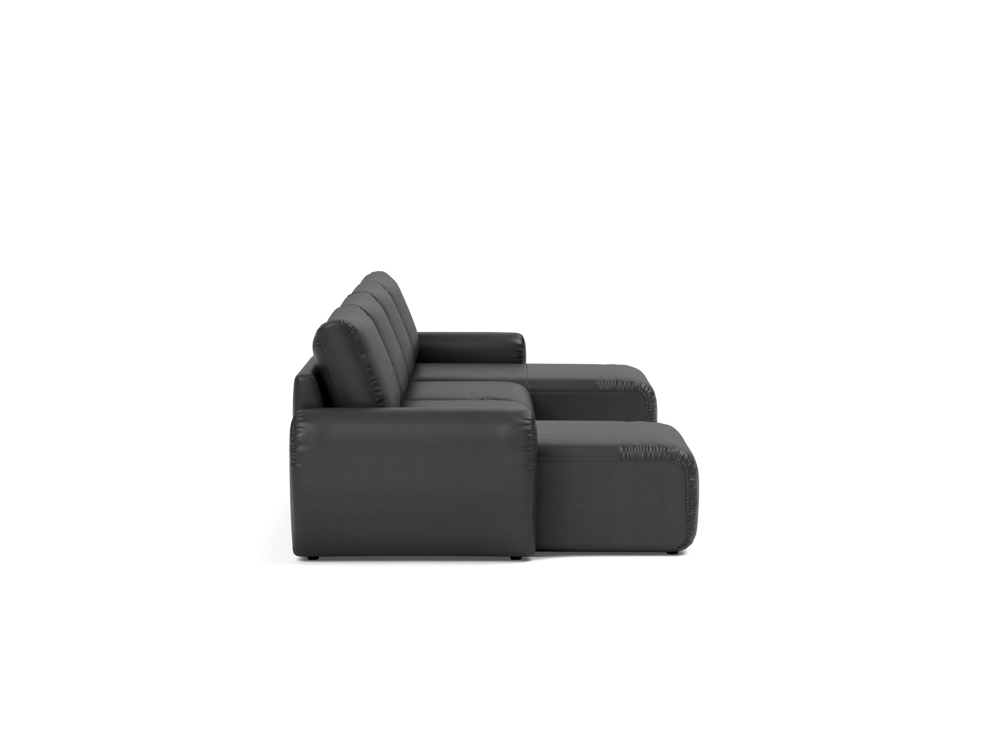 Schlafsofa Norum U-Form mit Curve-Armlehnen Lederoptik Faunal 550-Black