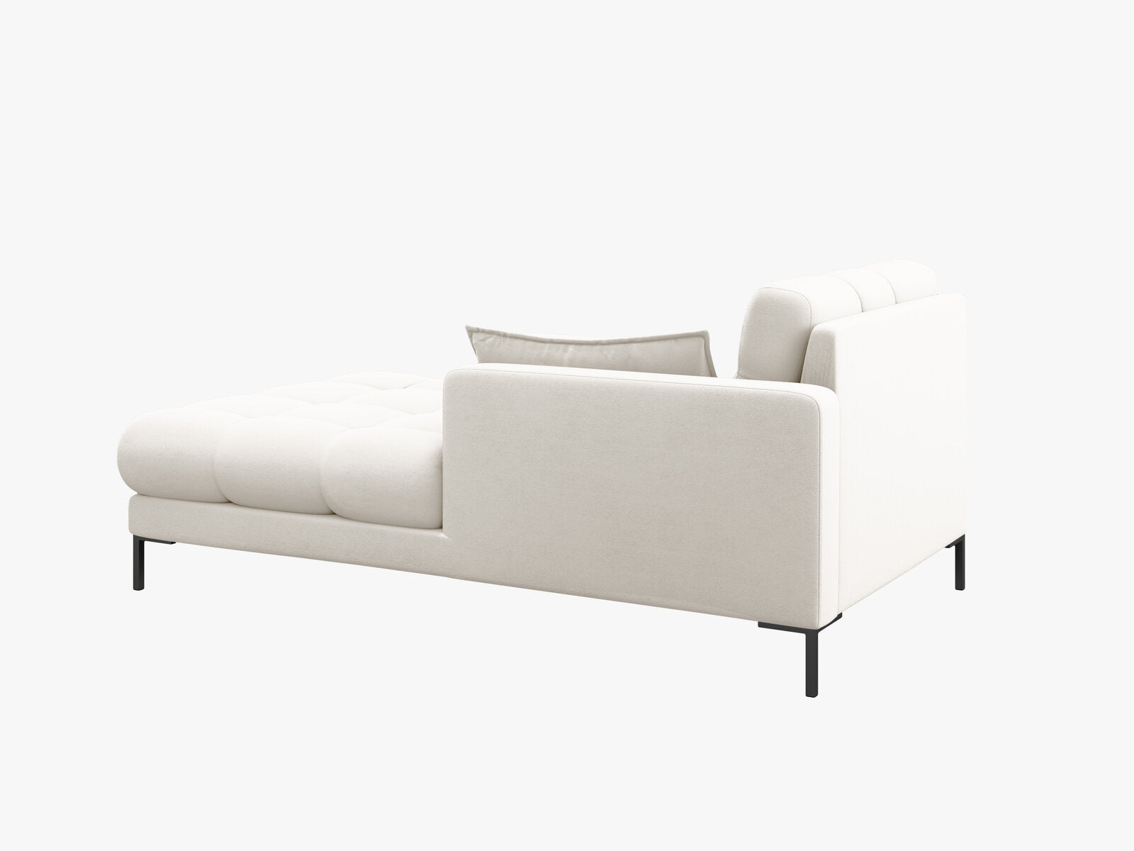 Micadoni Recamiere Mamaia 1-Sitzer Rechts Strukturierter Stoff Neve Helles Beige schwarze Beine