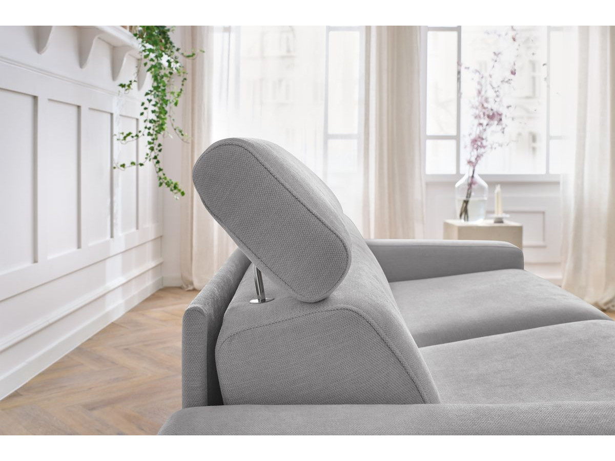 Bobochic Monaco Schlafsofa 3-Sitzer Stoff Hellgrau, Liegefläche 140 × 190 cm