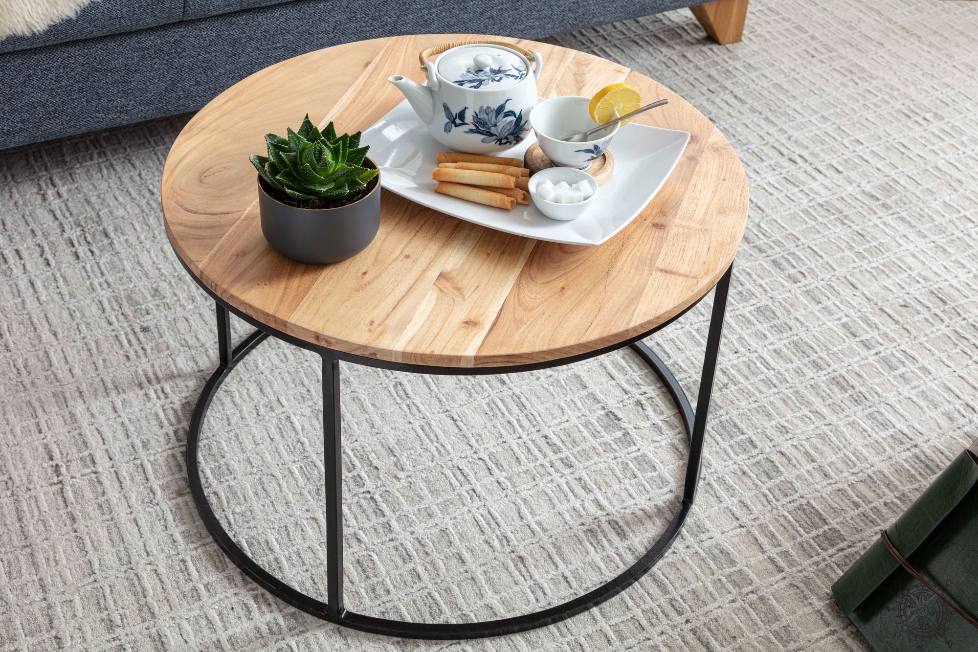 Couchtisch Mollerup Akazie Massivholz Ø 60 cm