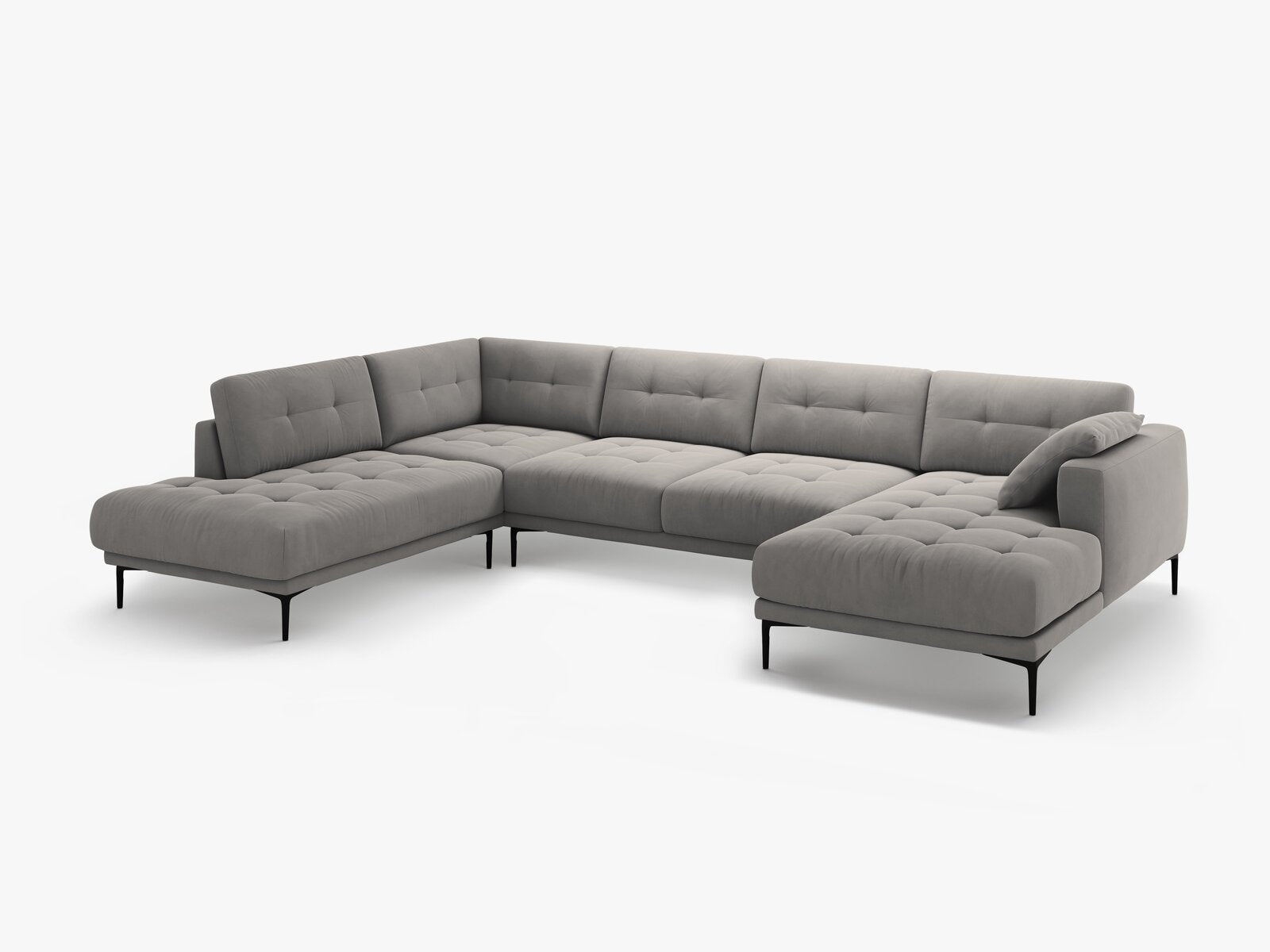 Micadoni Panorama Ecksofa Bemy 7-Sitzer Links Samt Grau