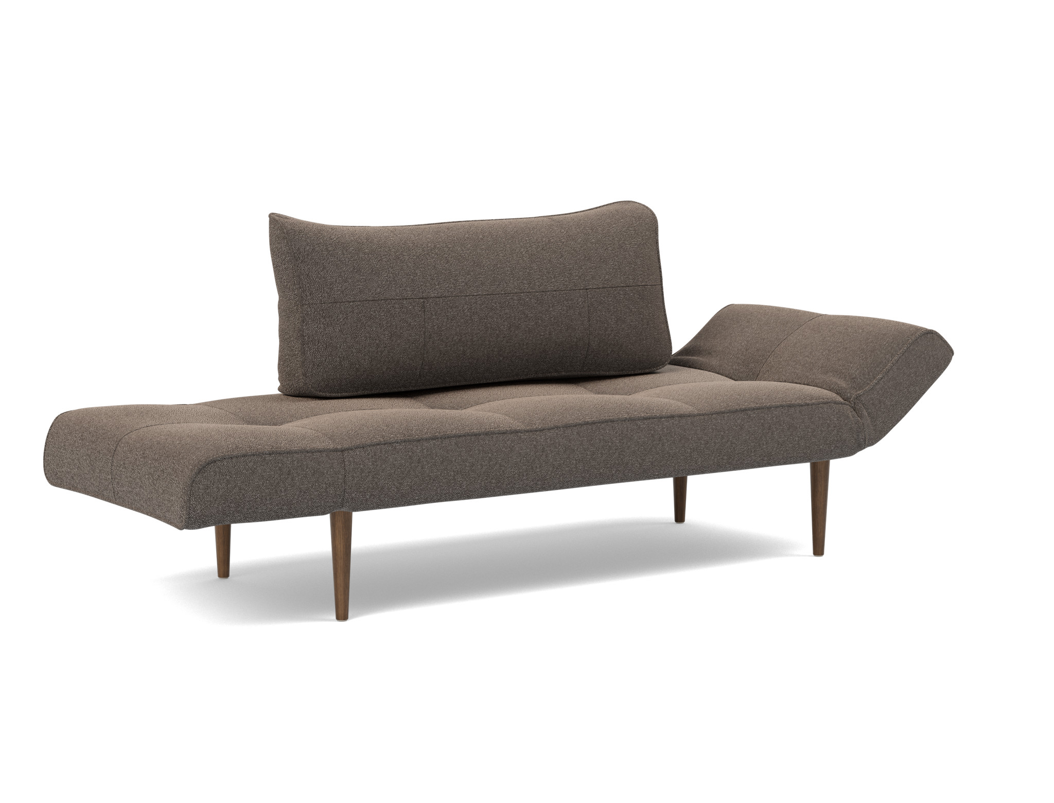 Tagesbett Zeal Boucle Skandi 530-Taupe Beine Styletto Eiche dunkel