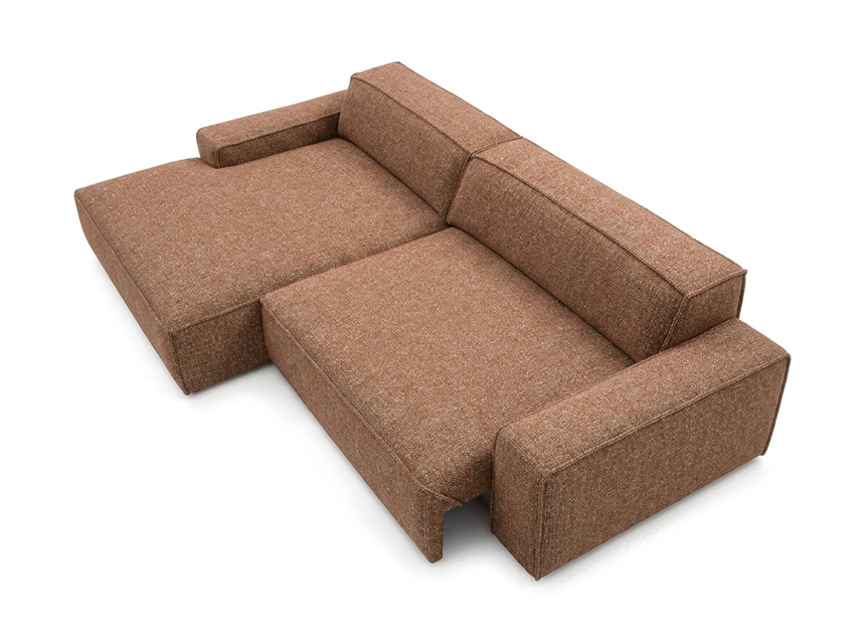 Bobochic Abel Ecksofa mit Schlaffunktion Melange-Stoff Orange Ecke links
