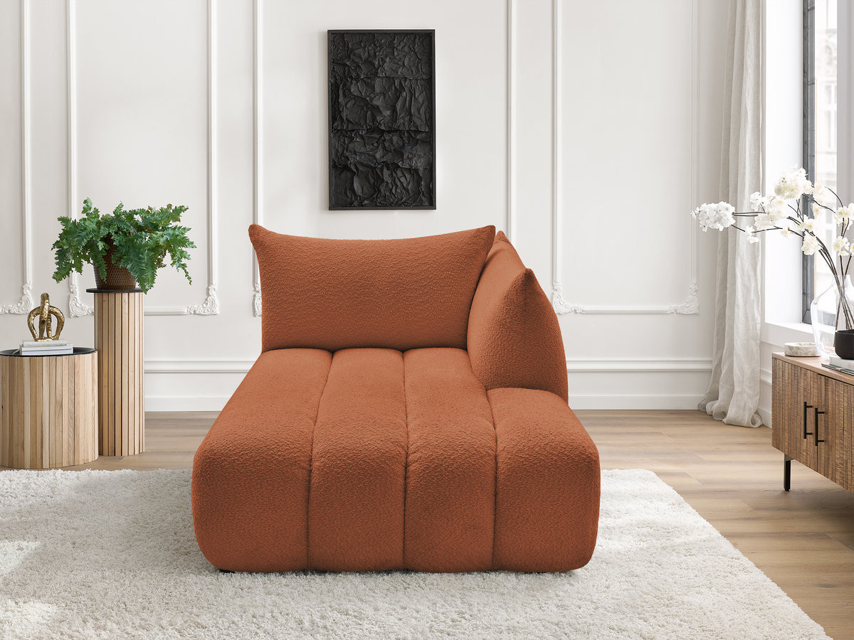 Bobochic Azra Méridienne-Modul Bouclé-Stoff Orange Ecke rechts