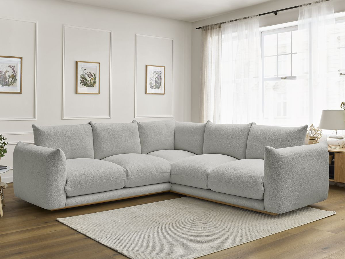 Bobochic Ernest Ecksofa Bouclé-Stoff Hellgrau