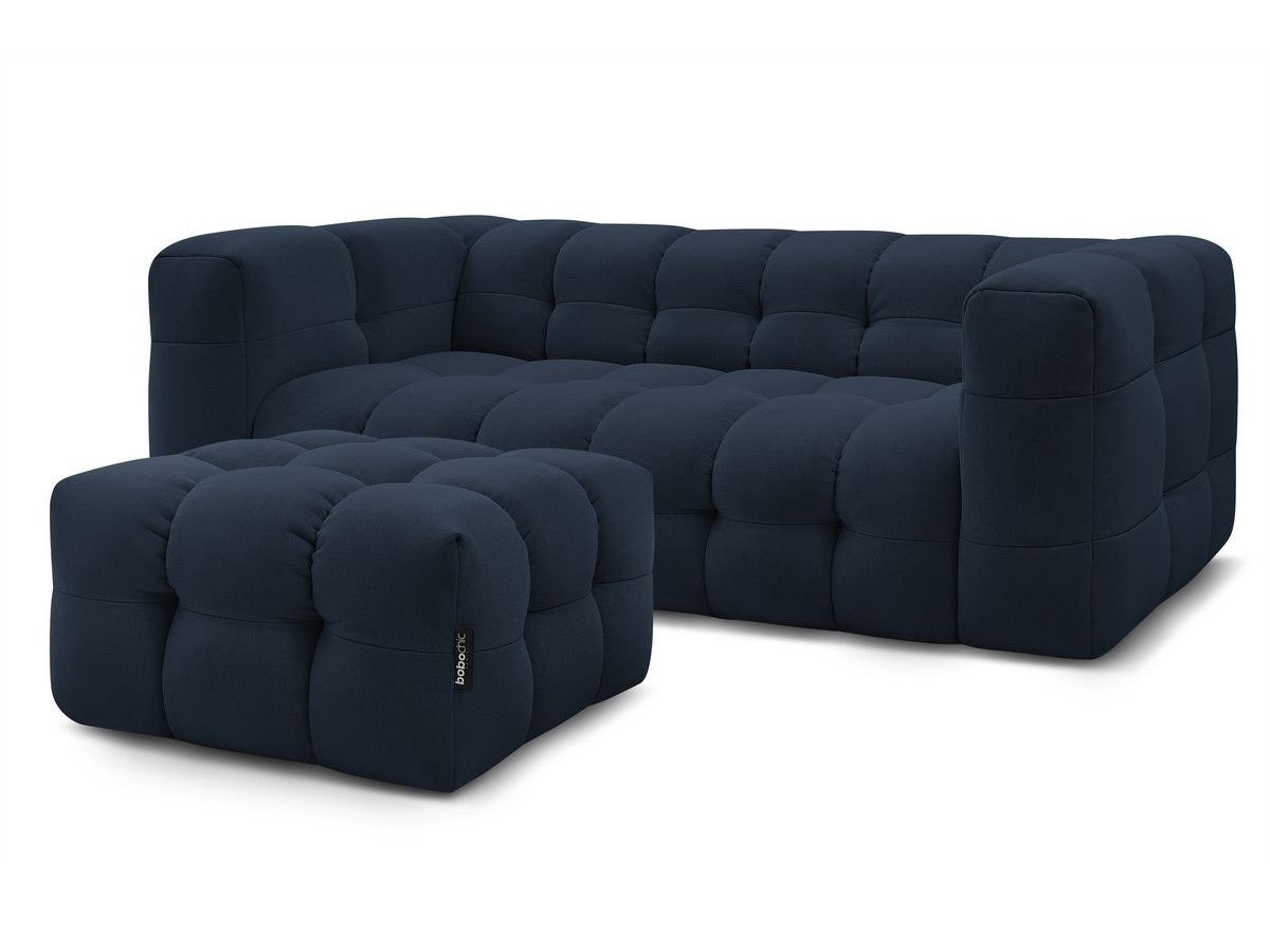 Bobochic Cloud Schlafsofa 3-Sitzer mit Pouf Stoff Dunkelblau