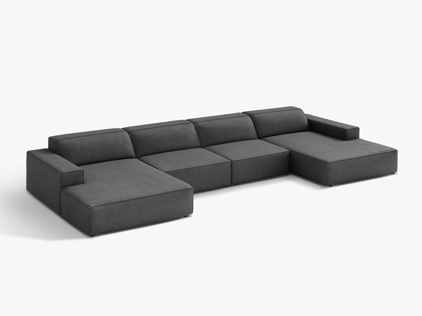 Micadoni Panorama-Sofa Jodie 6-Sitzer Boucle Baloo Dunkelgrau