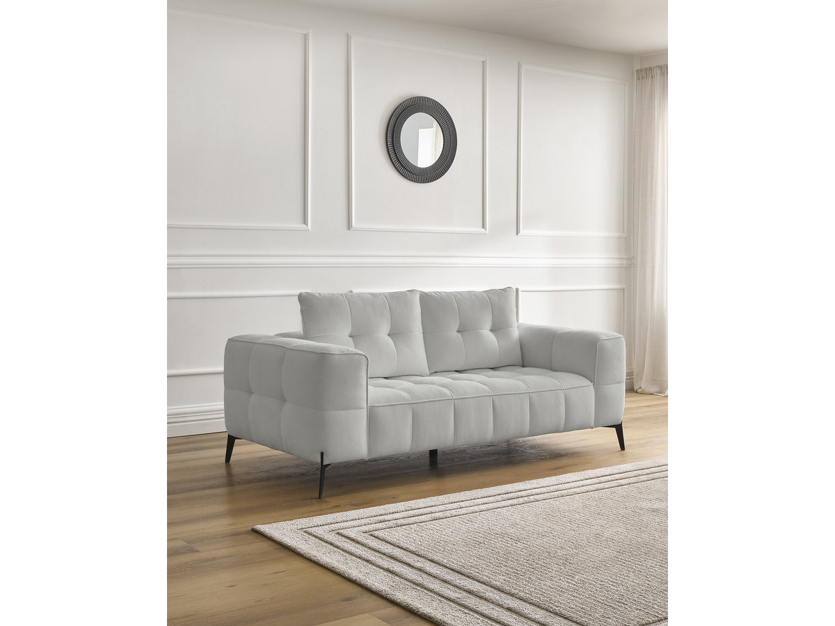 Bobochic Anis Sofa 2-Sitzer Strukturstoff Hellgrau