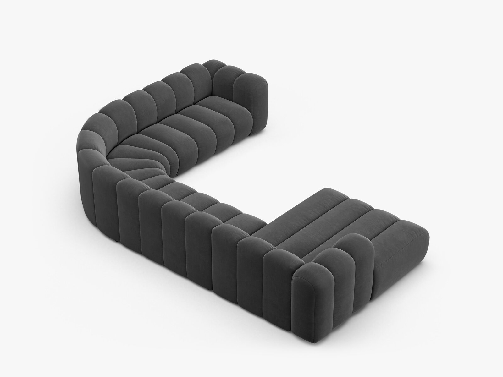 Micadoni Modulares Panorama Ecksofa Lupine 6-Sitzer Rechts Samt Venus Grau