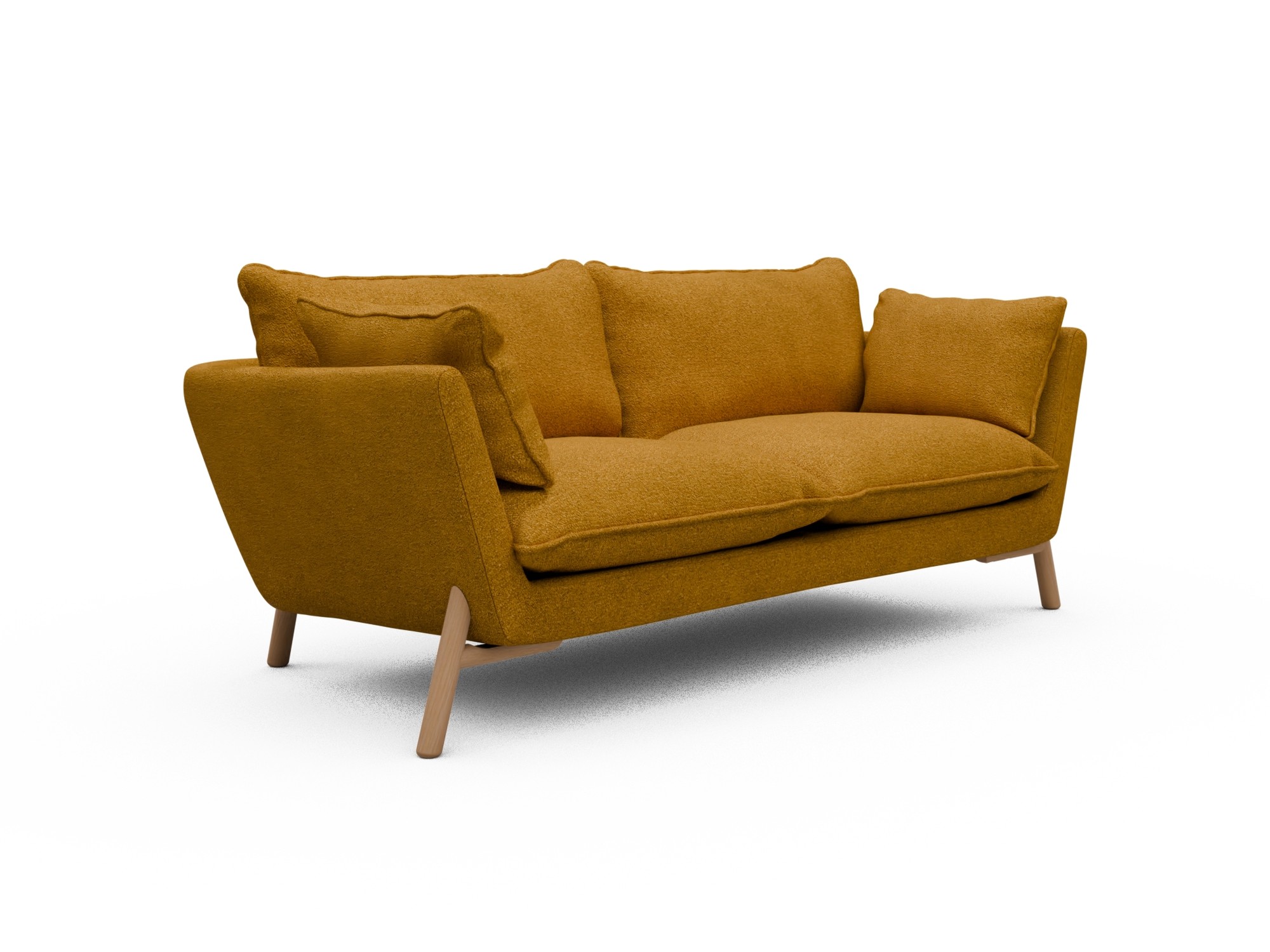 Skandi Home Sofa Emil Soft 2-Sitzer Beinfarbe Eiche Natur Boucle-Ochre moebelfaktor