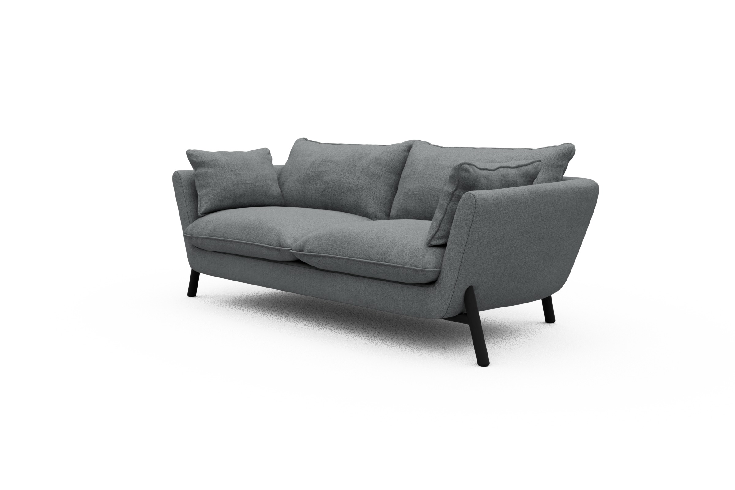 Sofa Emil PREMIUM 2-Sitzer Beinfarbe Eiche Schwarz Casone-Gravel-Grey