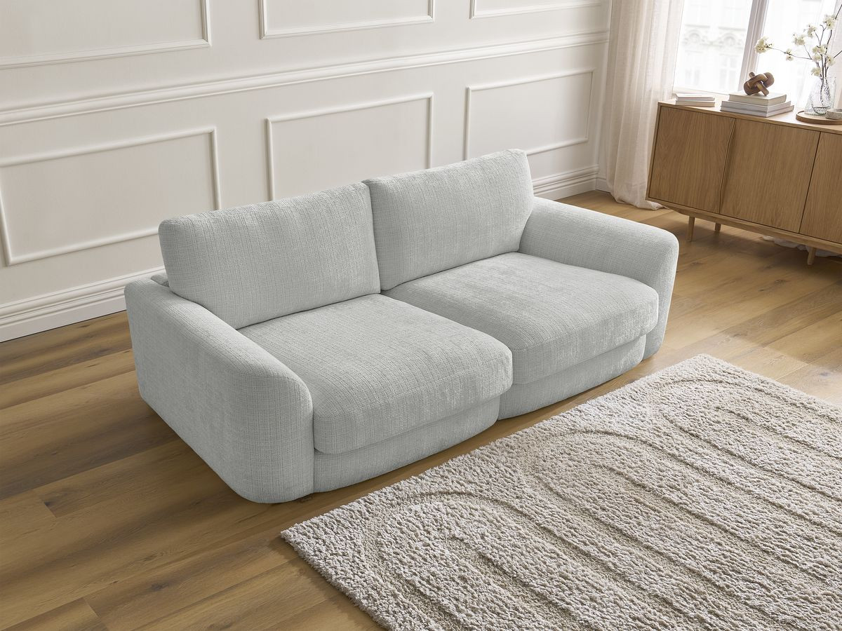 Bobochic Leonore Sofa 3-Sitzer Strukturstoff Hellgrau