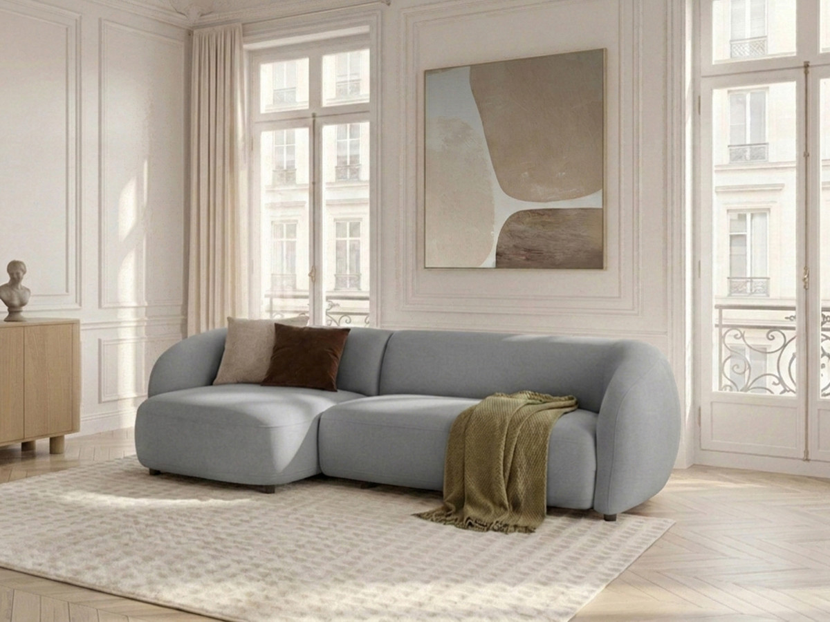 Bobochic Halo Ecksofa mit Schlaffunktion Stoff Grau Ecke links