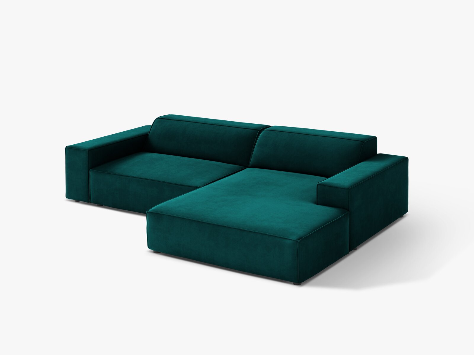 Micadoni Ecksofa Jodie 3-Sitzer Samt Venus Dunkel Petrol Rechts