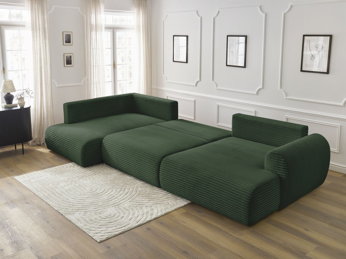 Bobochic Lucien Wohnlandschaft Breitcord weich Grün Ecke rechts