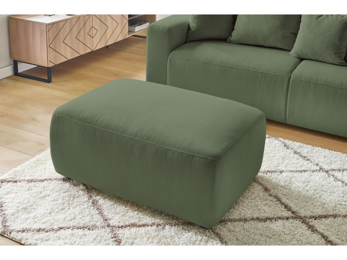 Bobochic Envy Schlafsofa 3-Sitzer mit Bettkasten und Pouf Cordsamt Grün