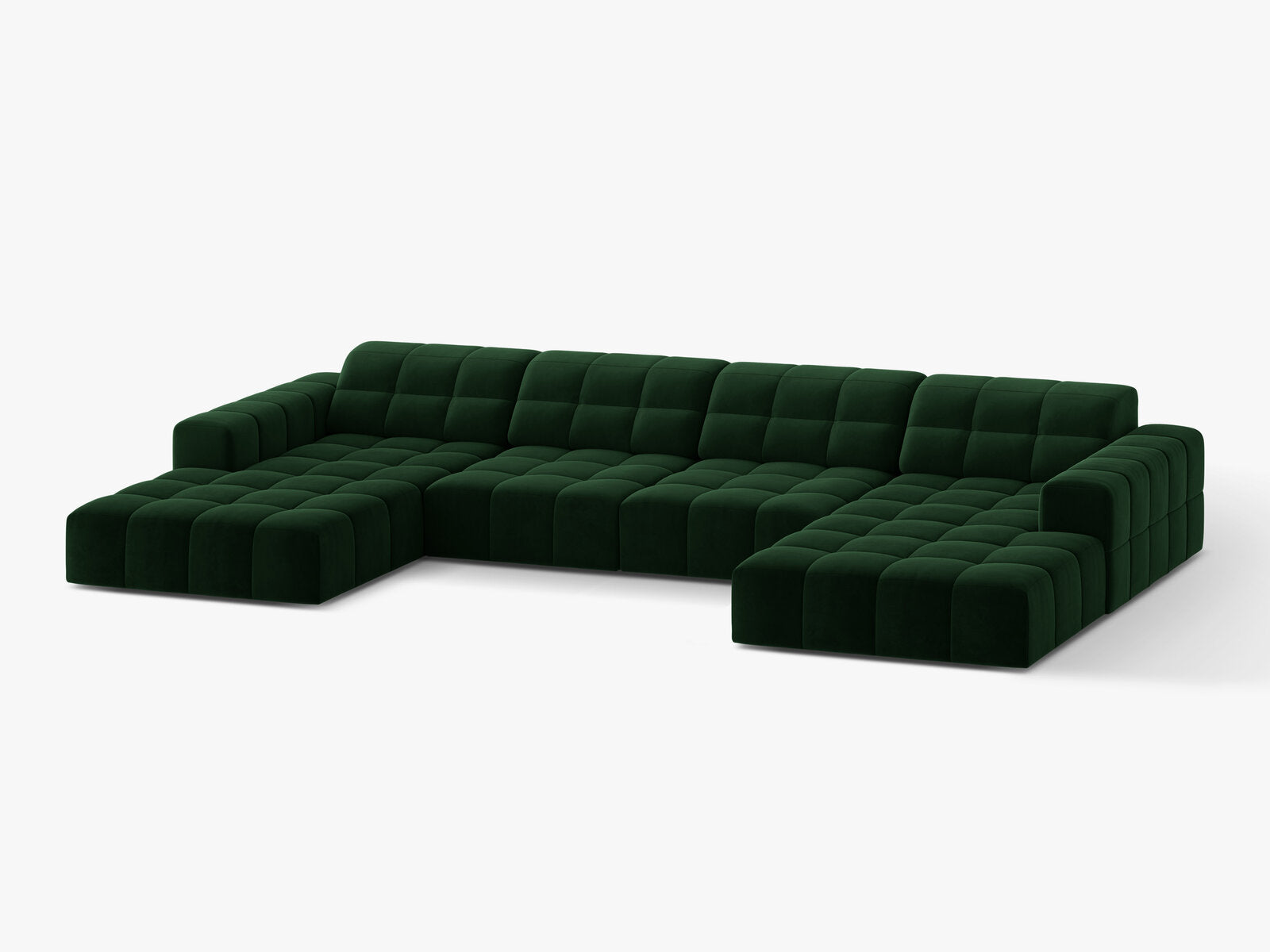 Micadoni Panorama Sofa Jennifer 6-Sitzer Samt Bluvel Flaschengrün
