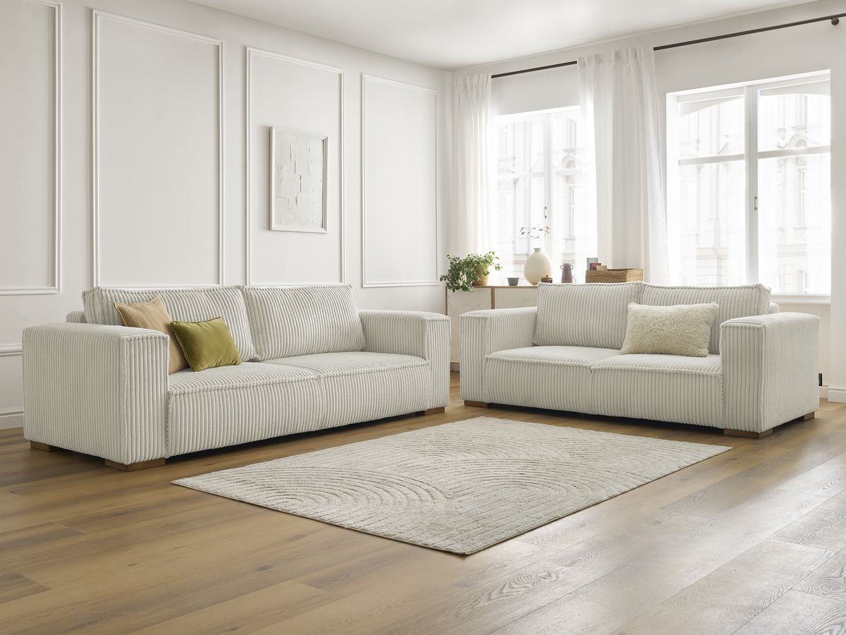 Bobochic Chelsea Sofa 5-Sitzer Breitcord weich Beige