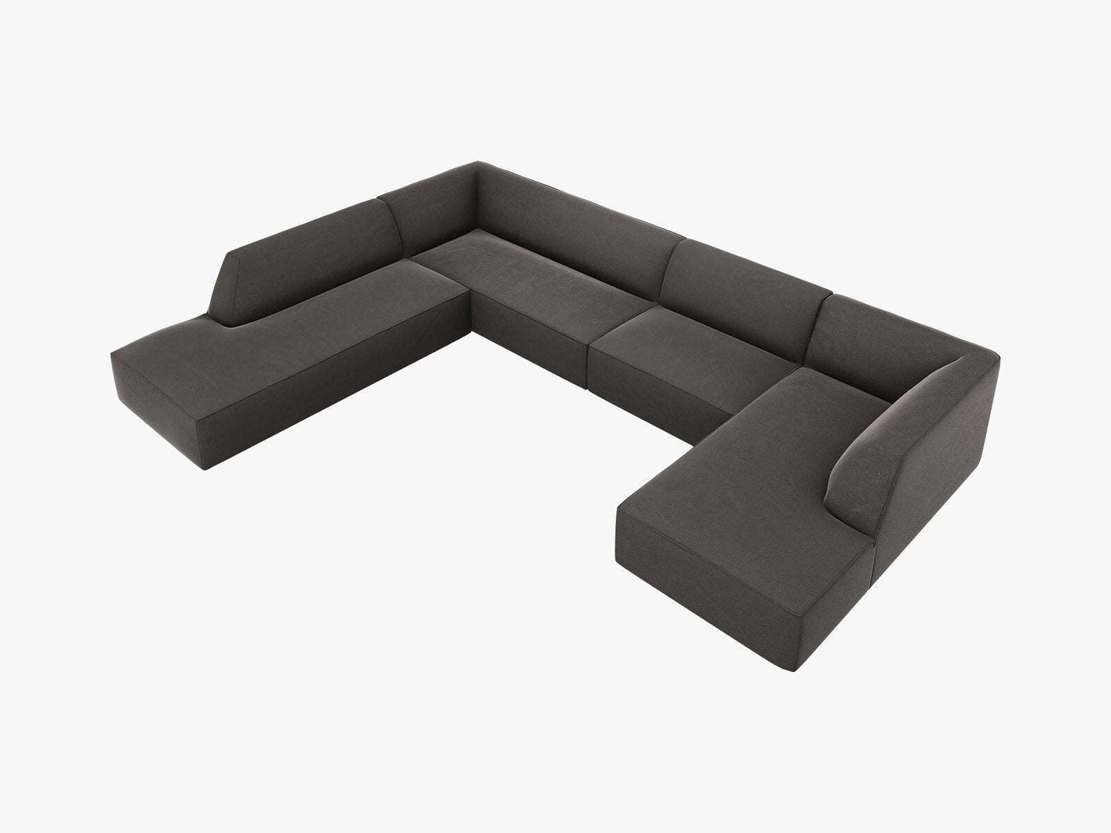 Micadoni Panorama-Ecksofa Ruby 7-Sitzer Links Samt Salvador Dunkelgrau