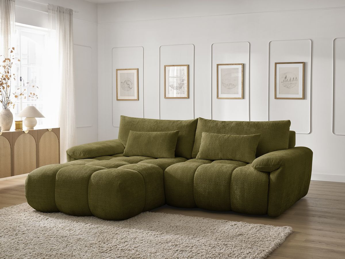 Bobochic Ivane Ecksofa Strukturstoff Grün Ecke links