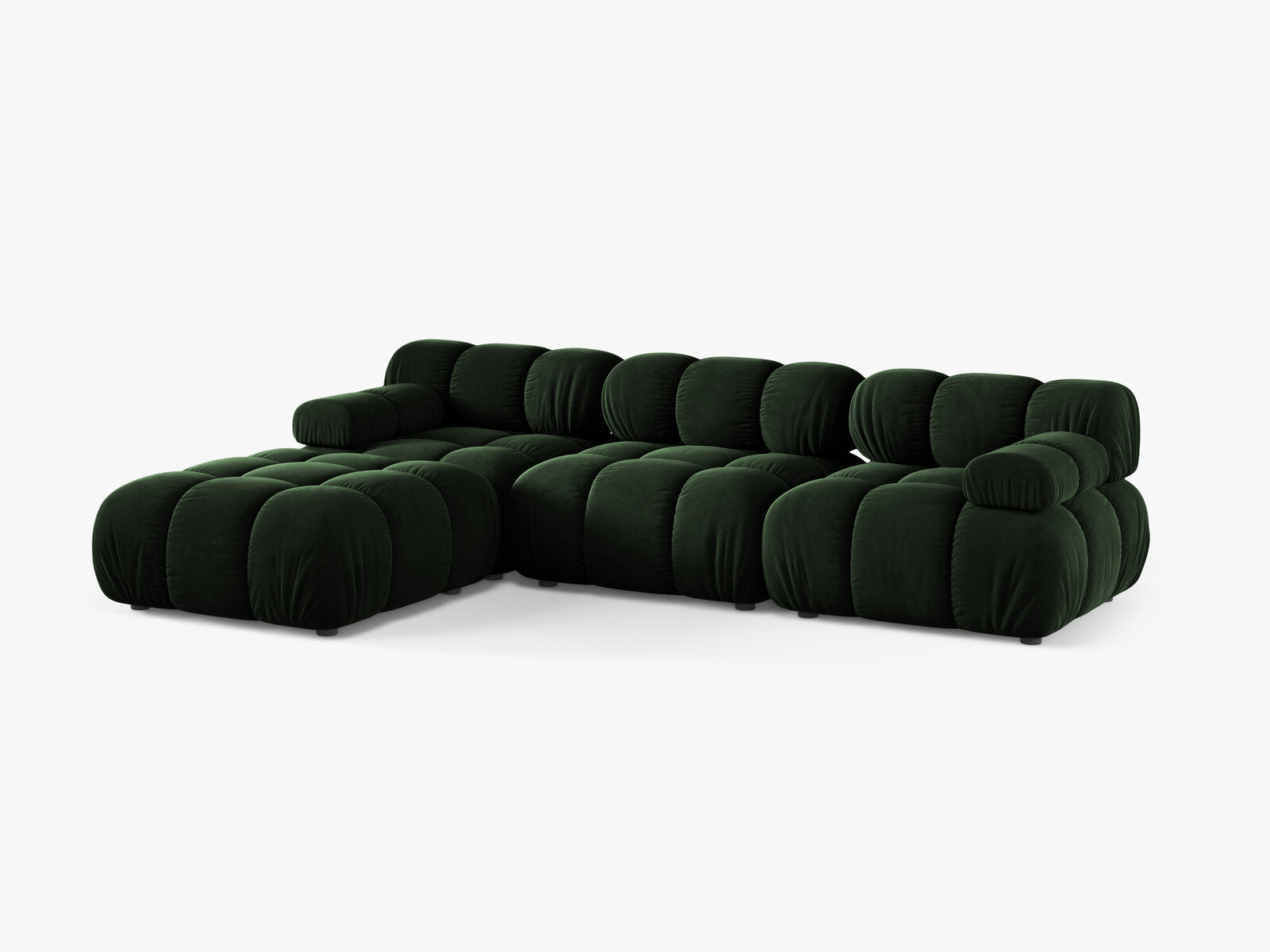 Micadoni Modulares Sofa Bellis 4-Sitzer mit flachem Modul Samt Venus Flaschengrün