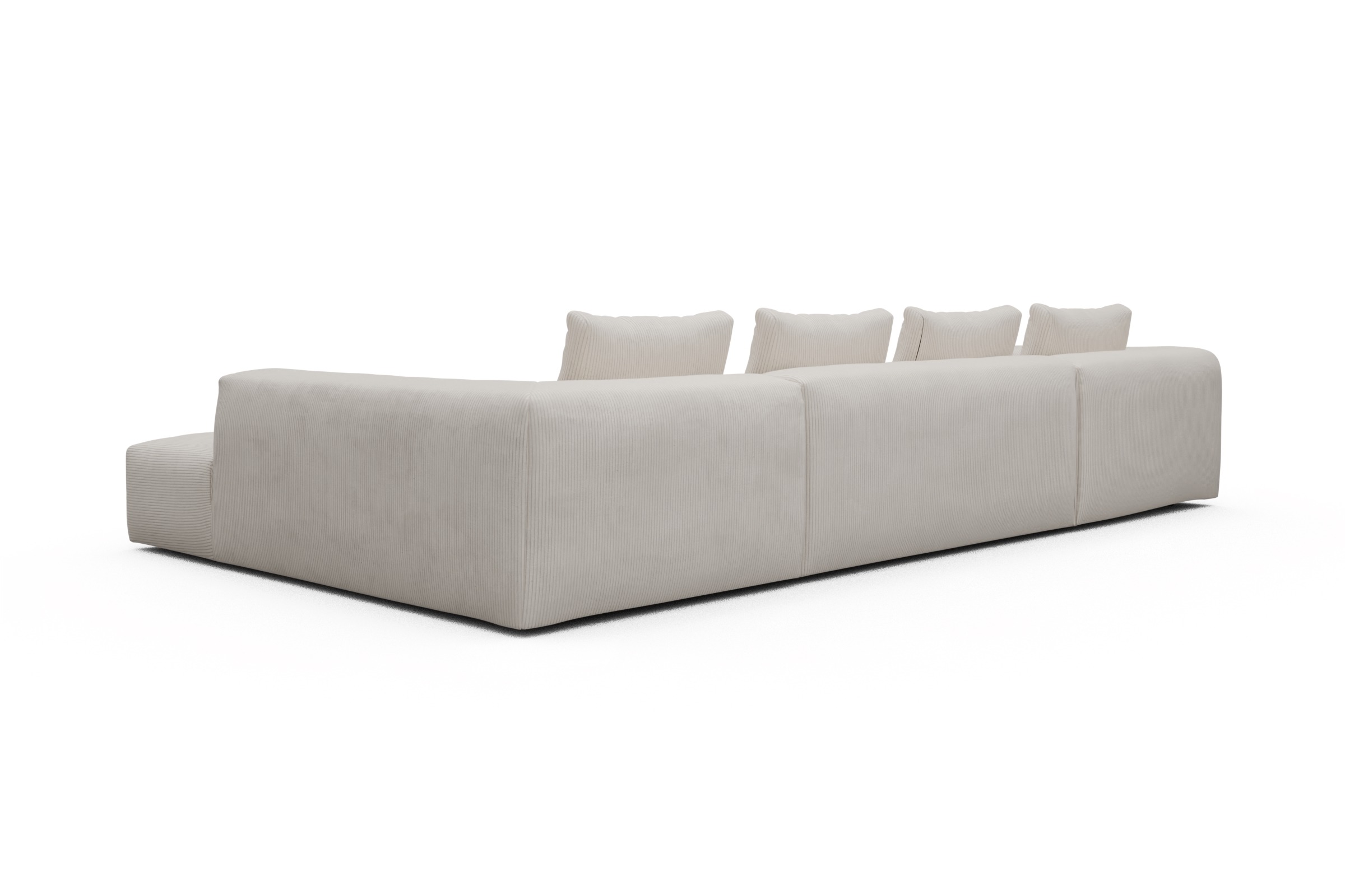 Wohnlandschaft Fred Relax-Ecke rechts mit 2-Sitzer und Chaiselongue links Corduroy-Ivory