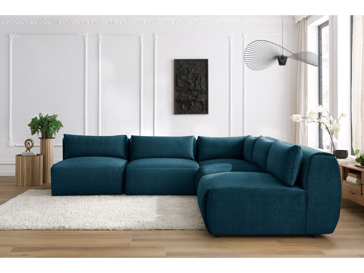 Bobochic Jeanne Ecksofa 299 × 299 cm Samt Dunkelblau