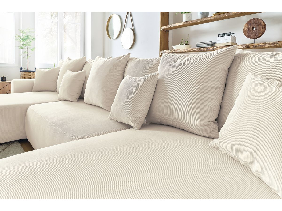 Bobochic Envy Wohnlandschaft mit Pouf Cordsamt Beige